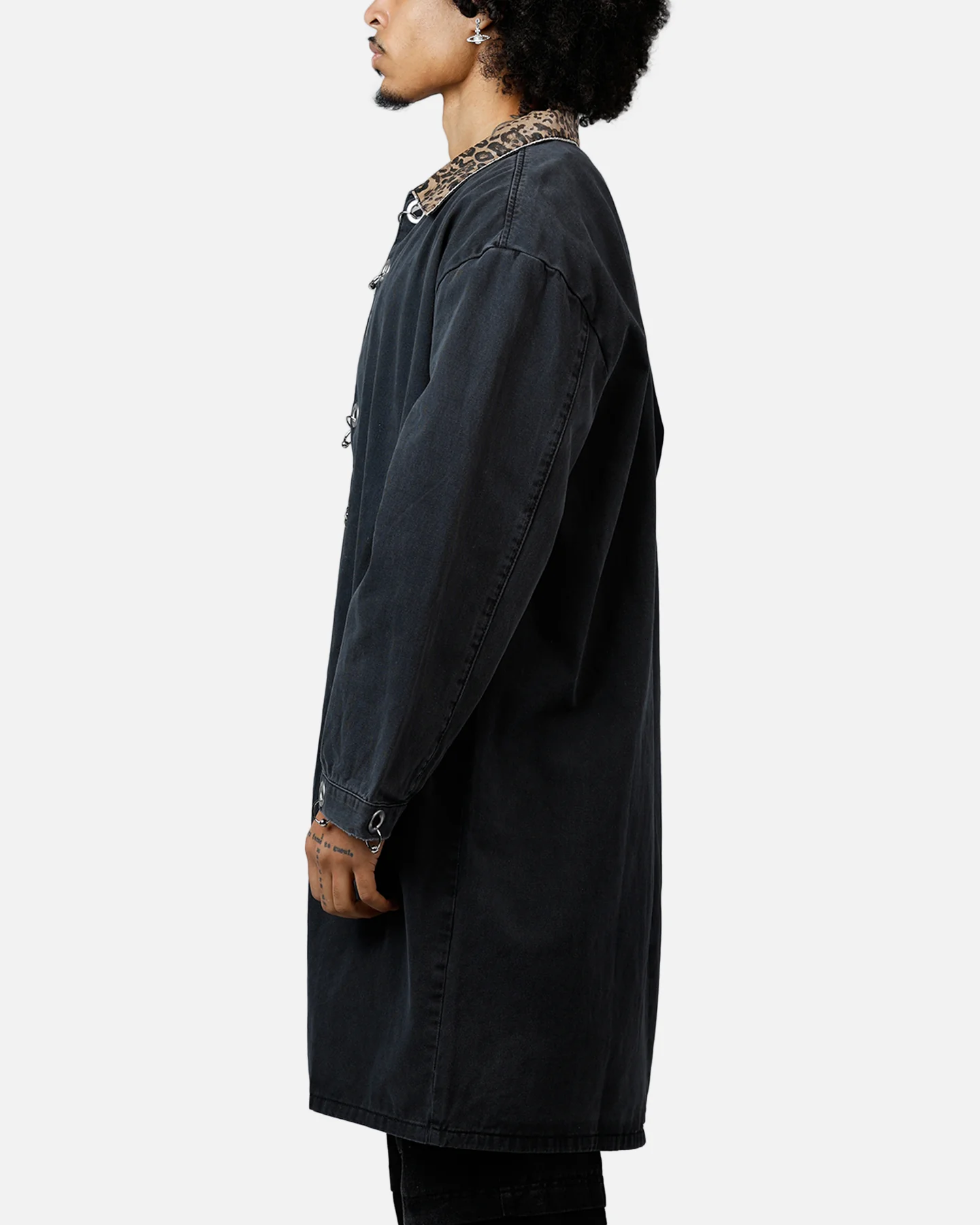 MNML Rusted Trench Coat Jacket Black - Image 5