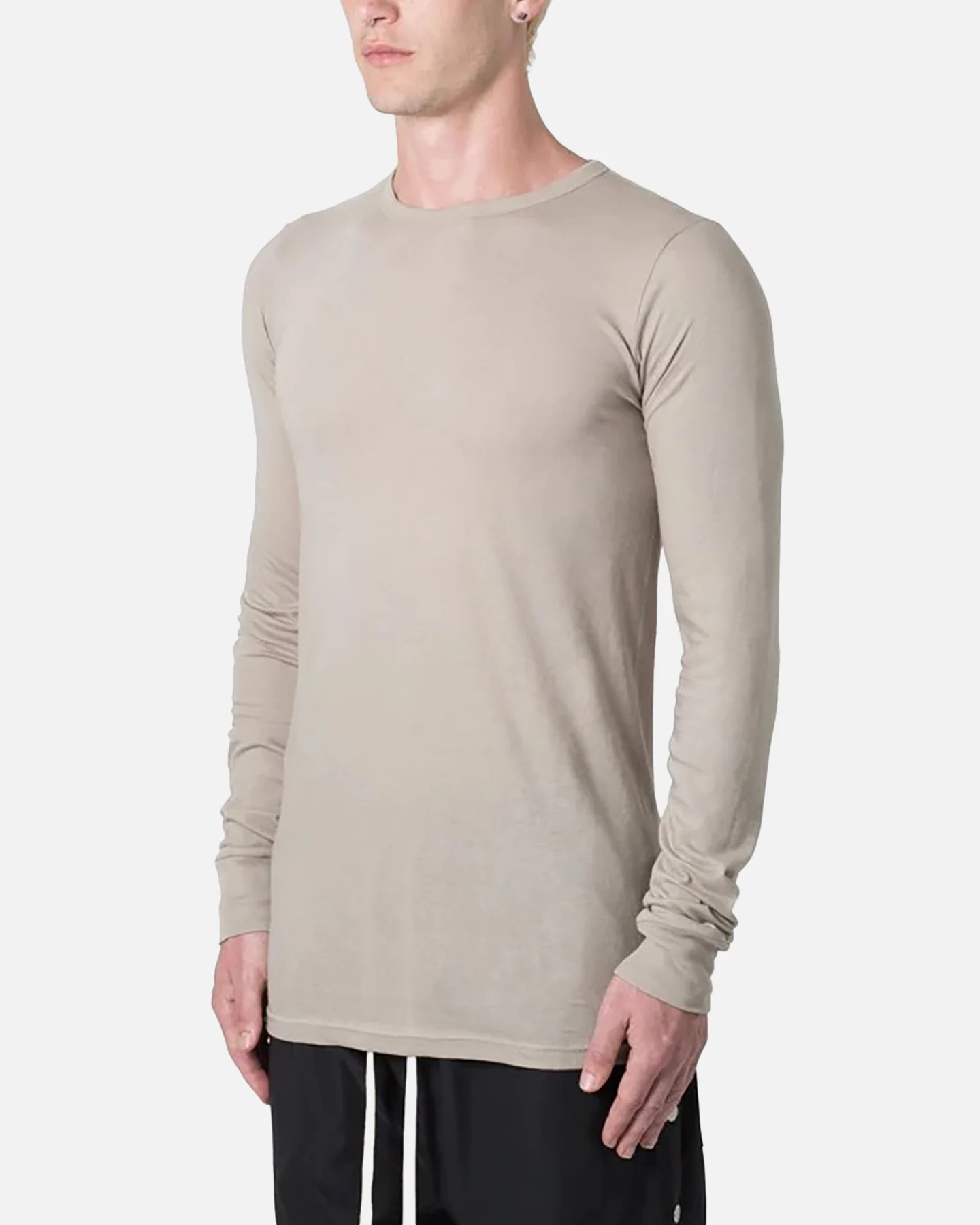 MNML Sheer Knit Jersey Long Sleeve T-Shirt Bone - Image 2