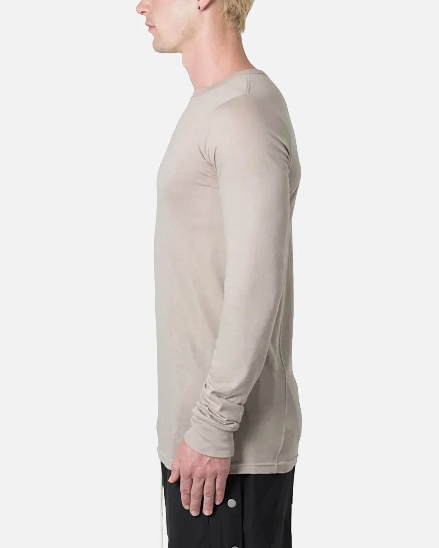 MNML Sheer Knit Jersey Long Sleeve T-Shirt Bone - Image 3