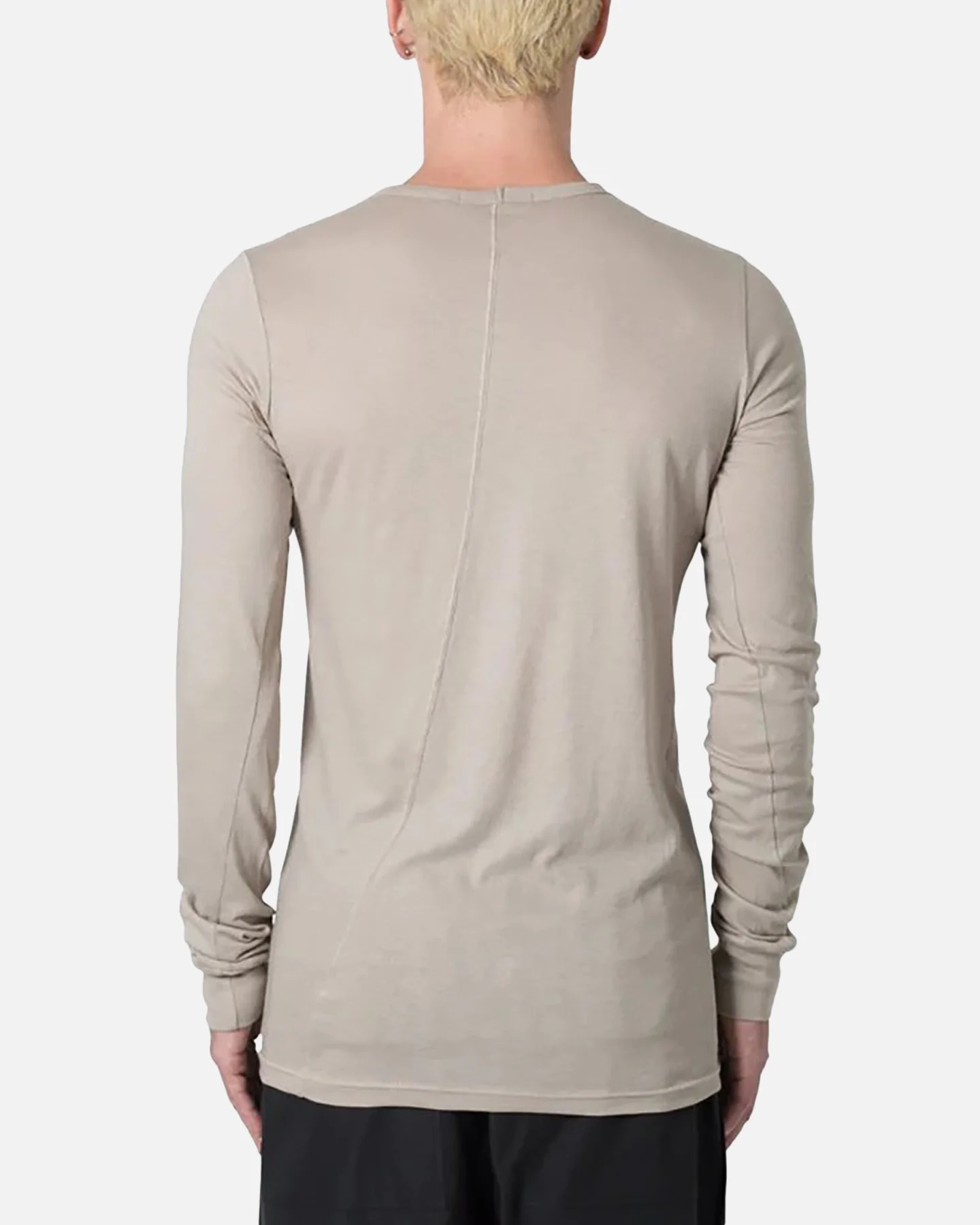 MNML Sheer Knit Jersey Long Sleeve T-Shirt Bone - Image 4
