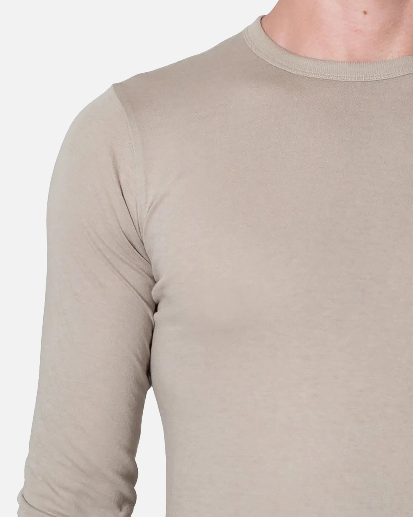 MNML Sheer Knit Jersey Long Sleeve T-Shirt Bone - Image 6