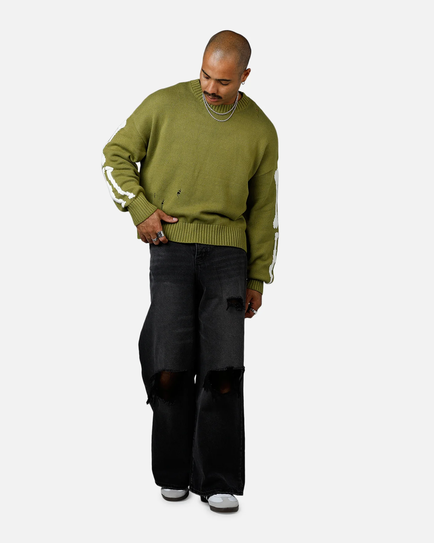 MNML Skeleton Knit Sweater Moss - Image 3