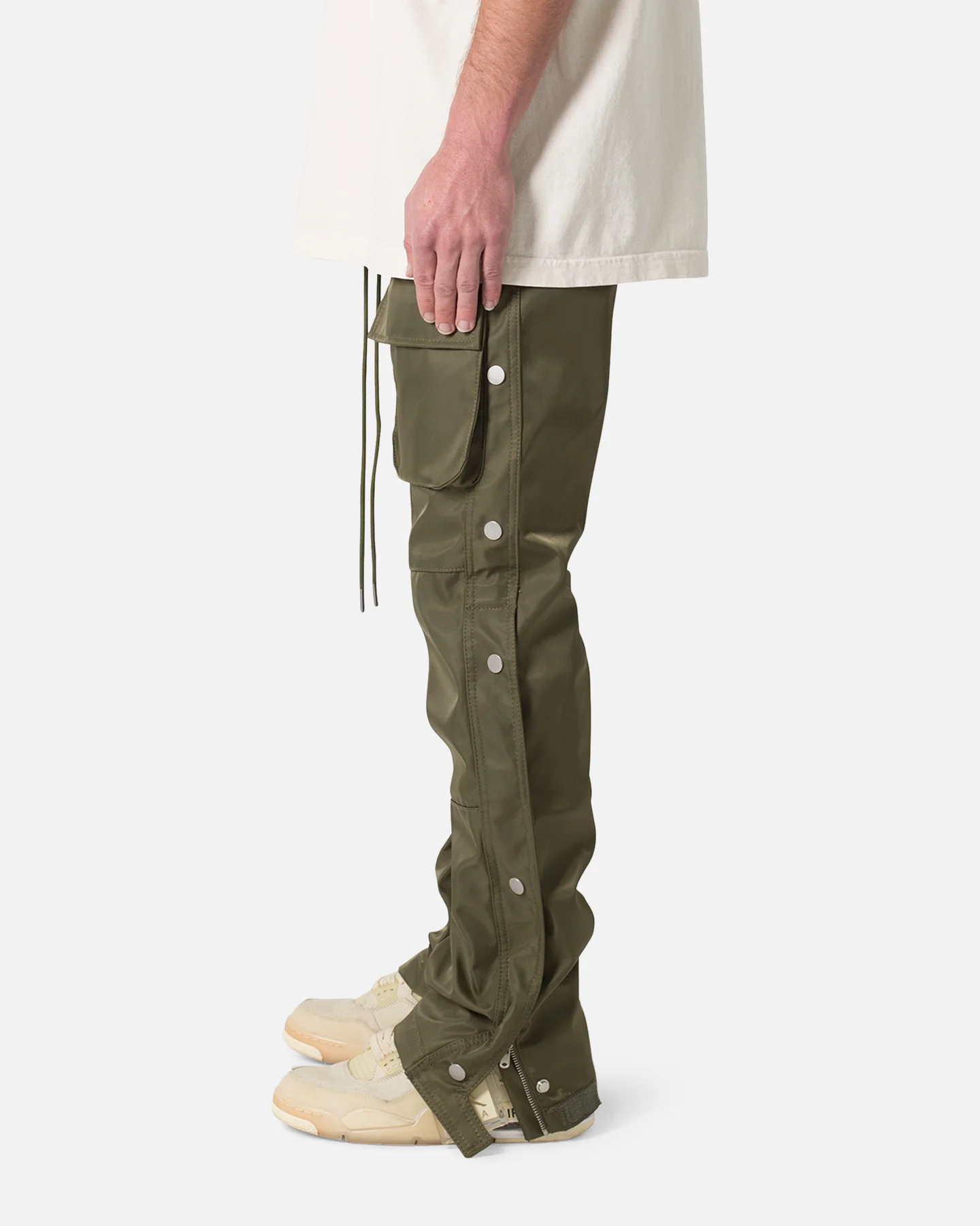 MNML Snap Front Cargo Pants Olive - Image 3