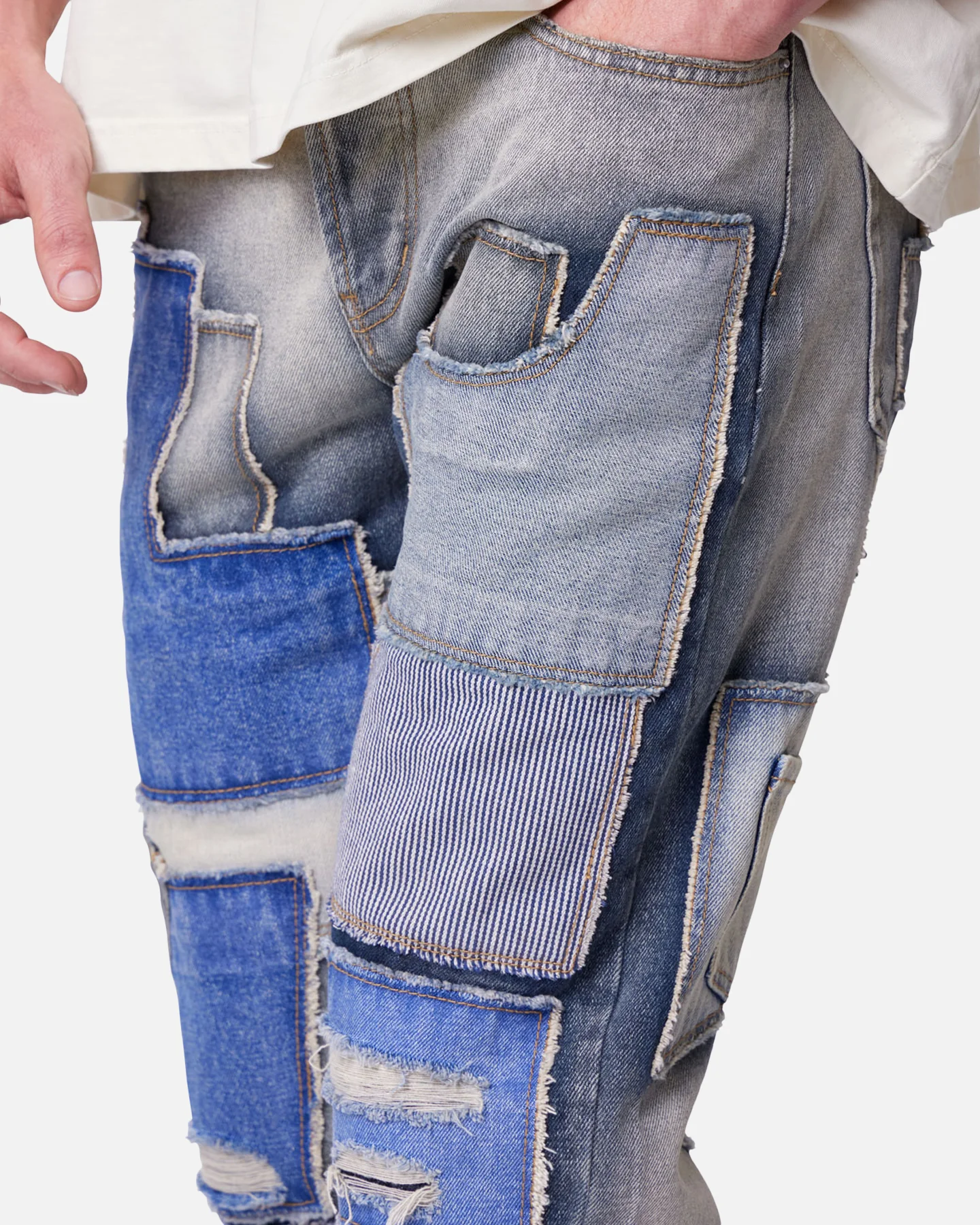 MNML Straight Patchwork Jeans Multi - Image 5