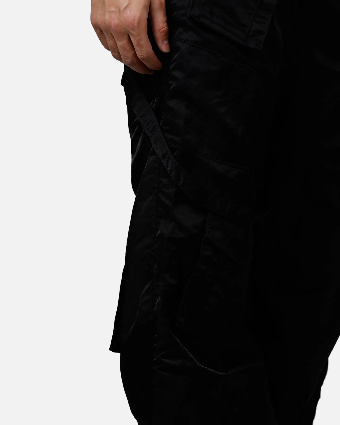 MNML Strap Up Raver Double Cargo Pants Black - Image 7