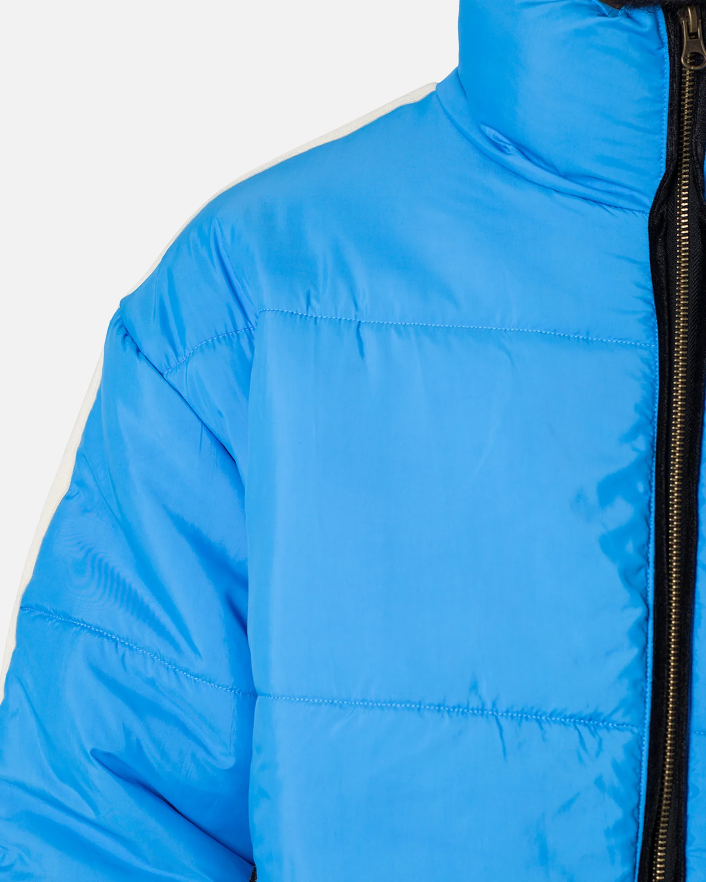 MNML Striped Puffer Jacket Blue - Image 7