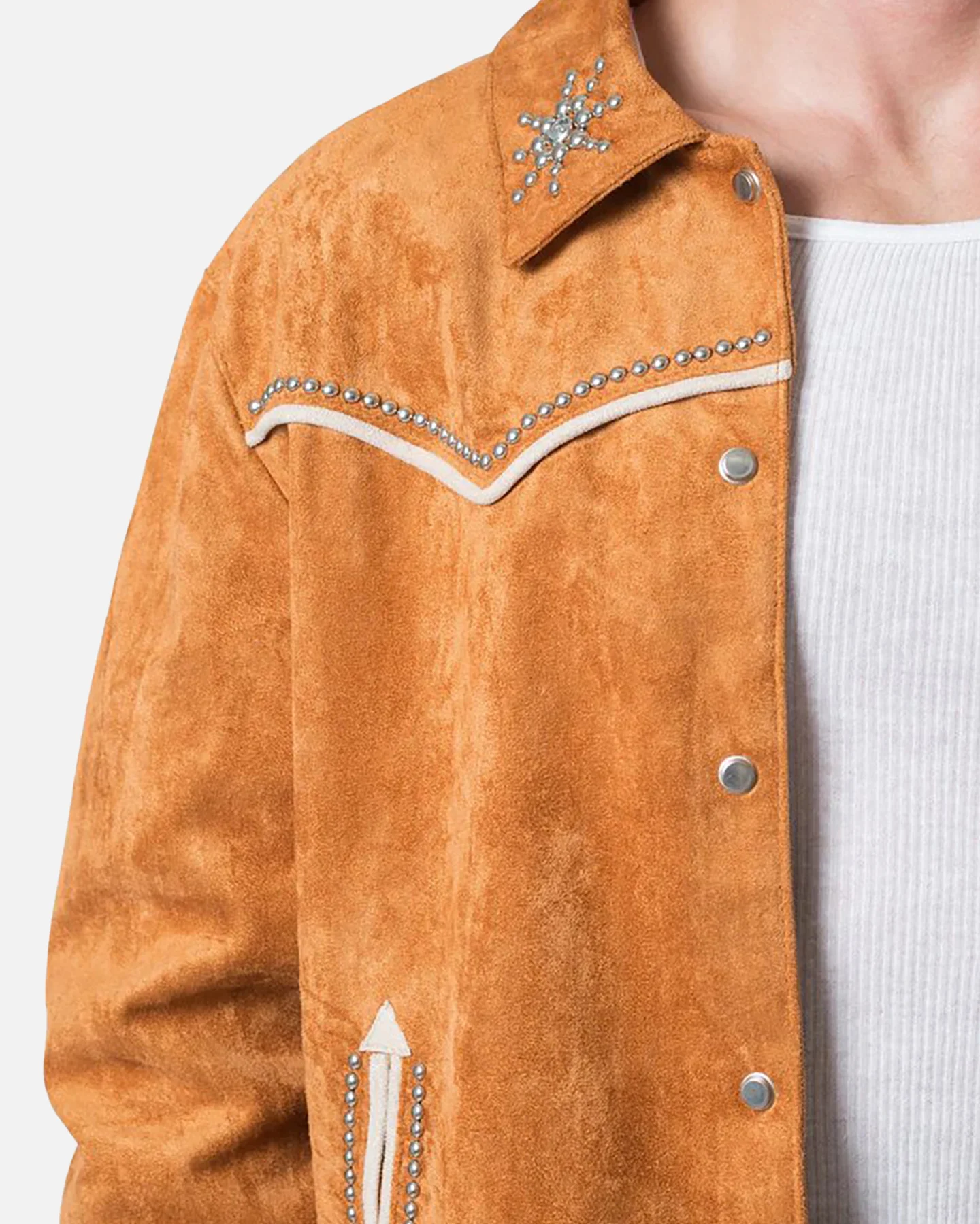 MNML Suede Collared Jacket Orange - Image 5