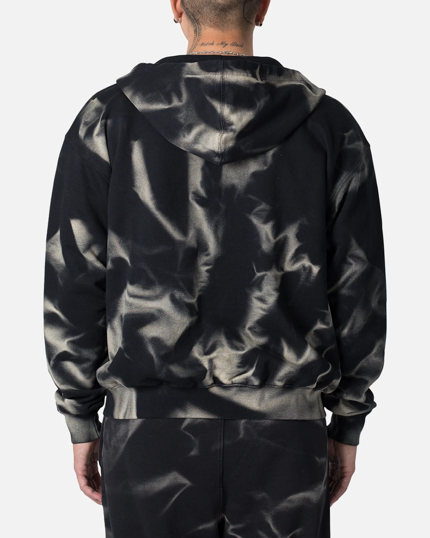 MNML Sun Burned Zip Up Hoodie Washed Black - Image 4