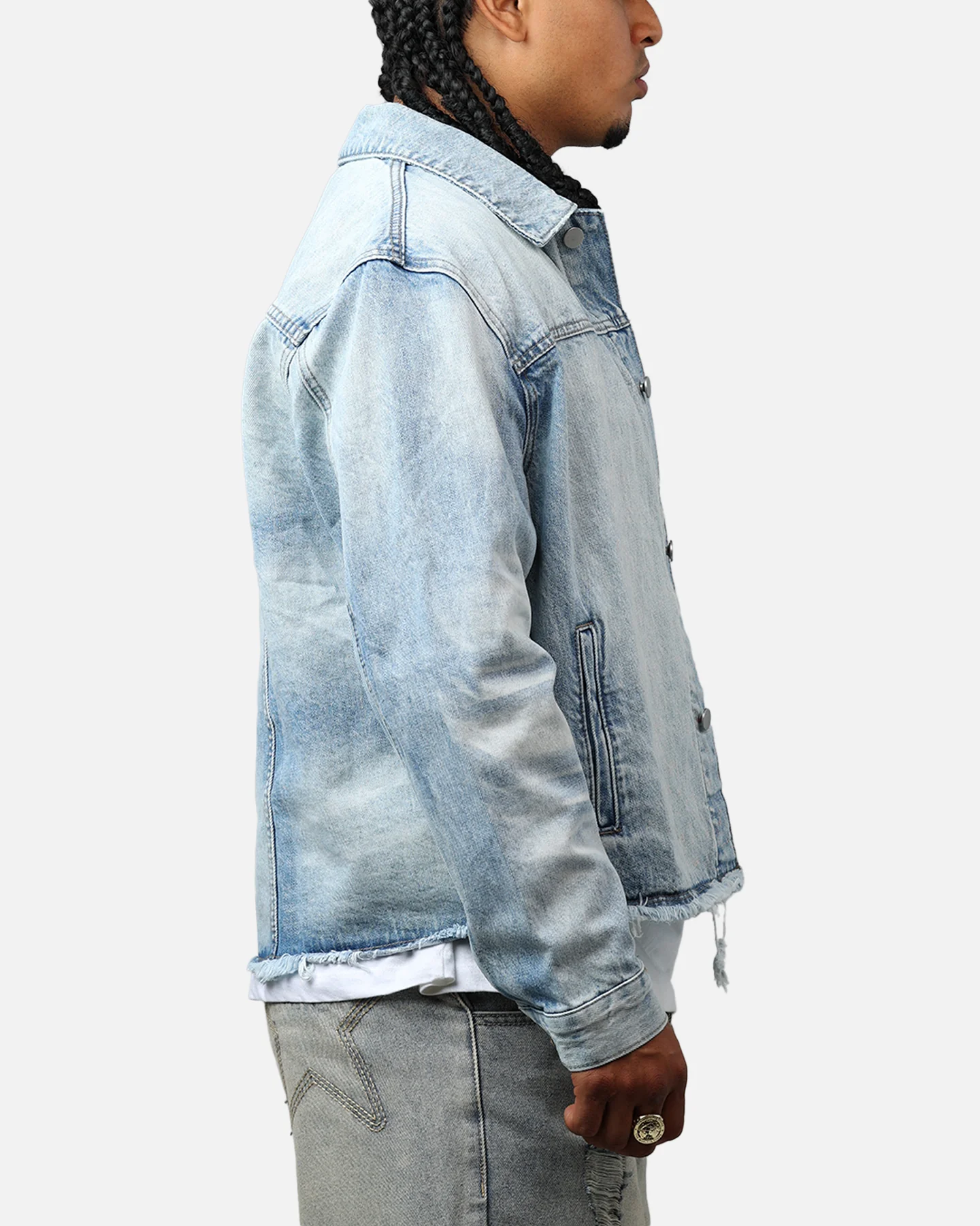 MNML Sun Washed Denim Jacket Light Blue - Image 4