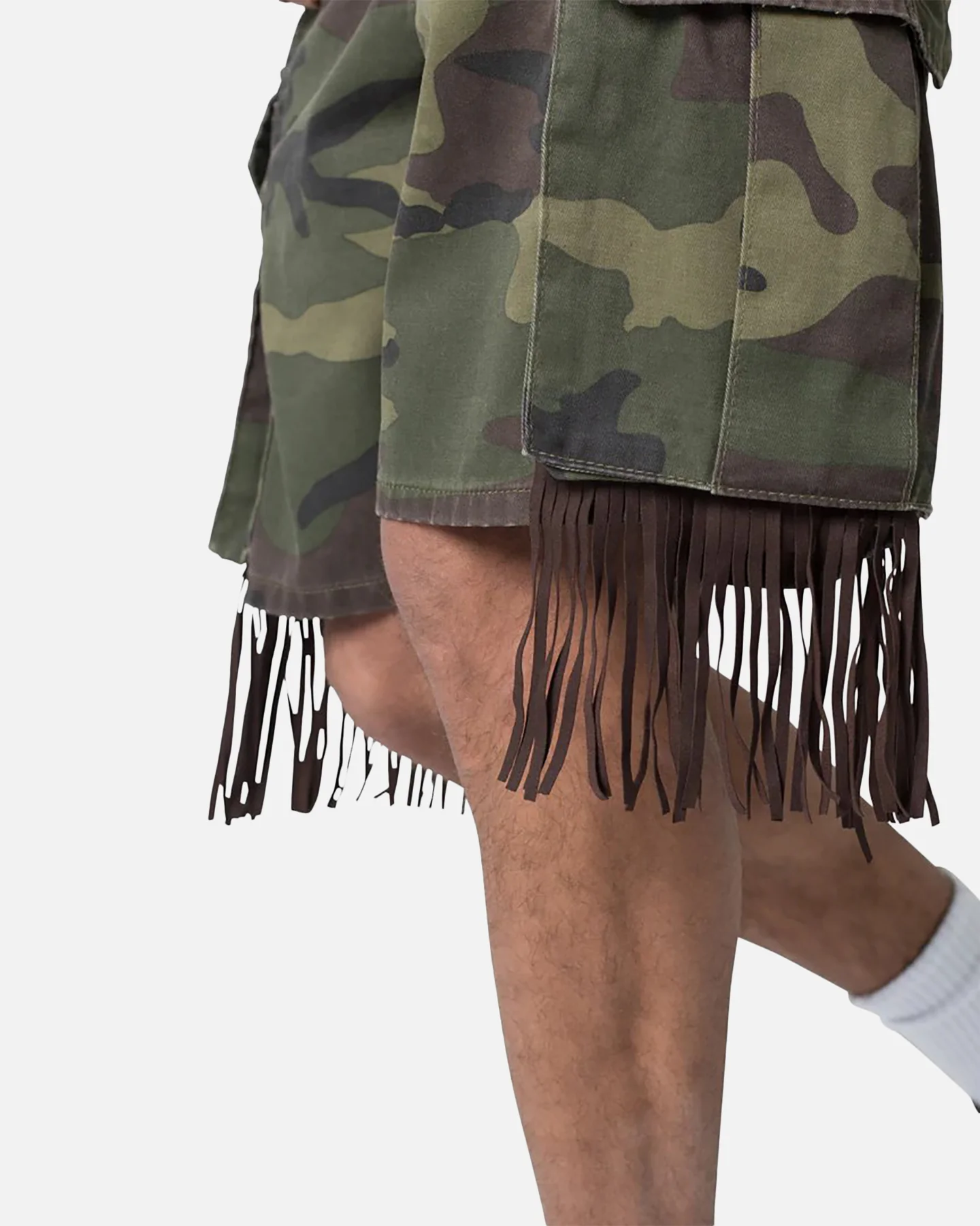MNML Tassle Cargos Denim Shorts Camo - Image 5