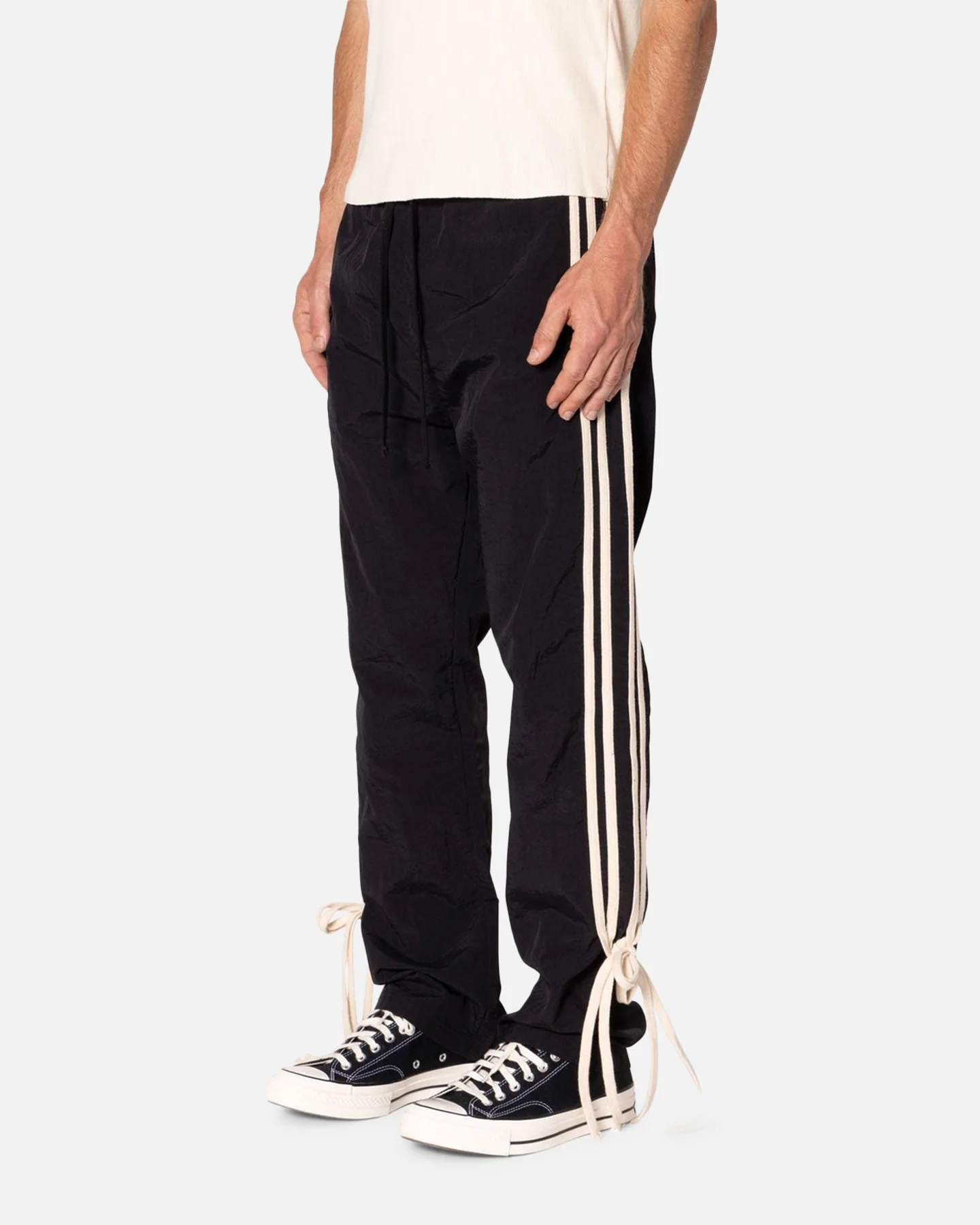 MNML Tied Stripe Track Pants Black - Image 2