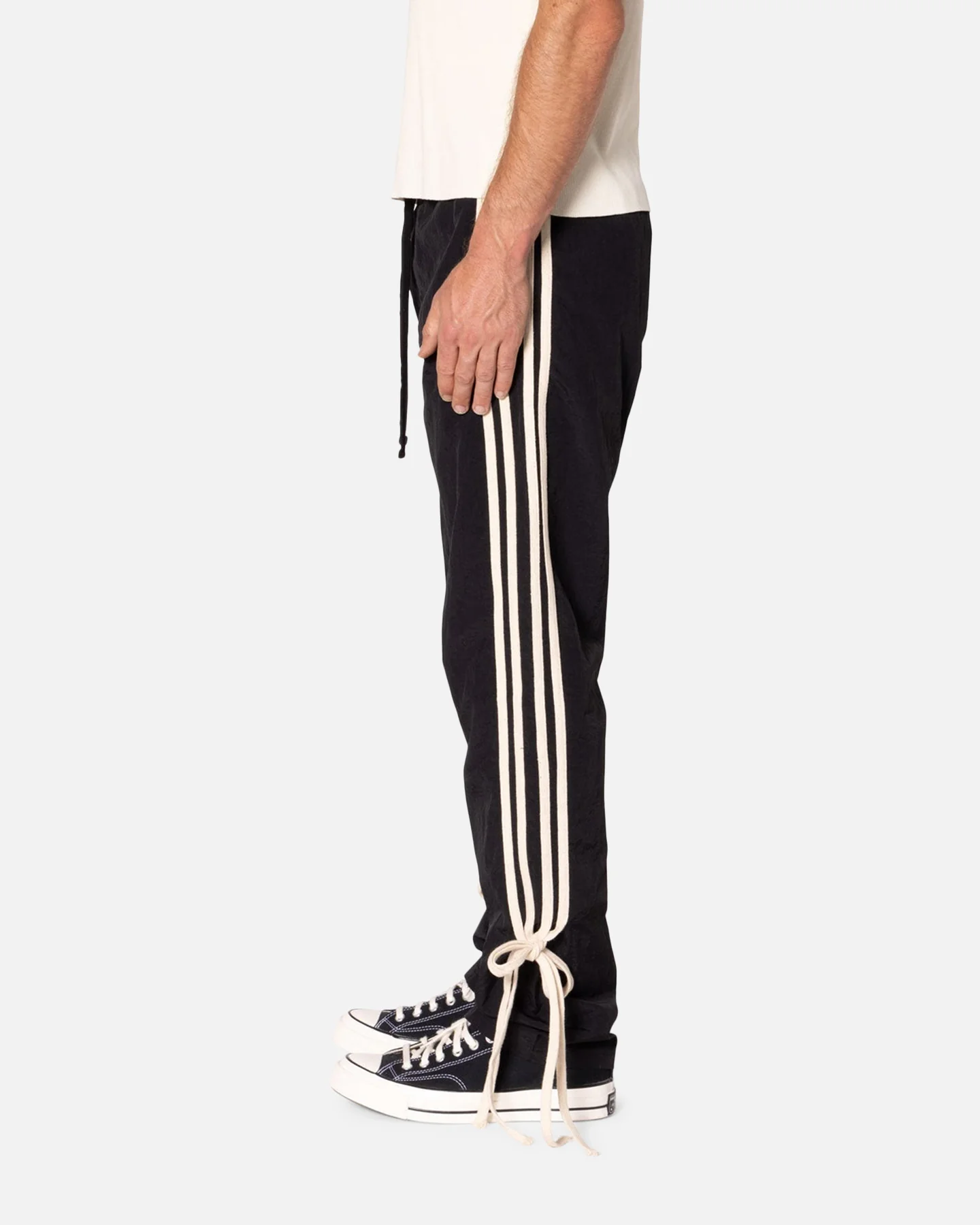 MNML Tied Stripe Track Pants Black - Image 3