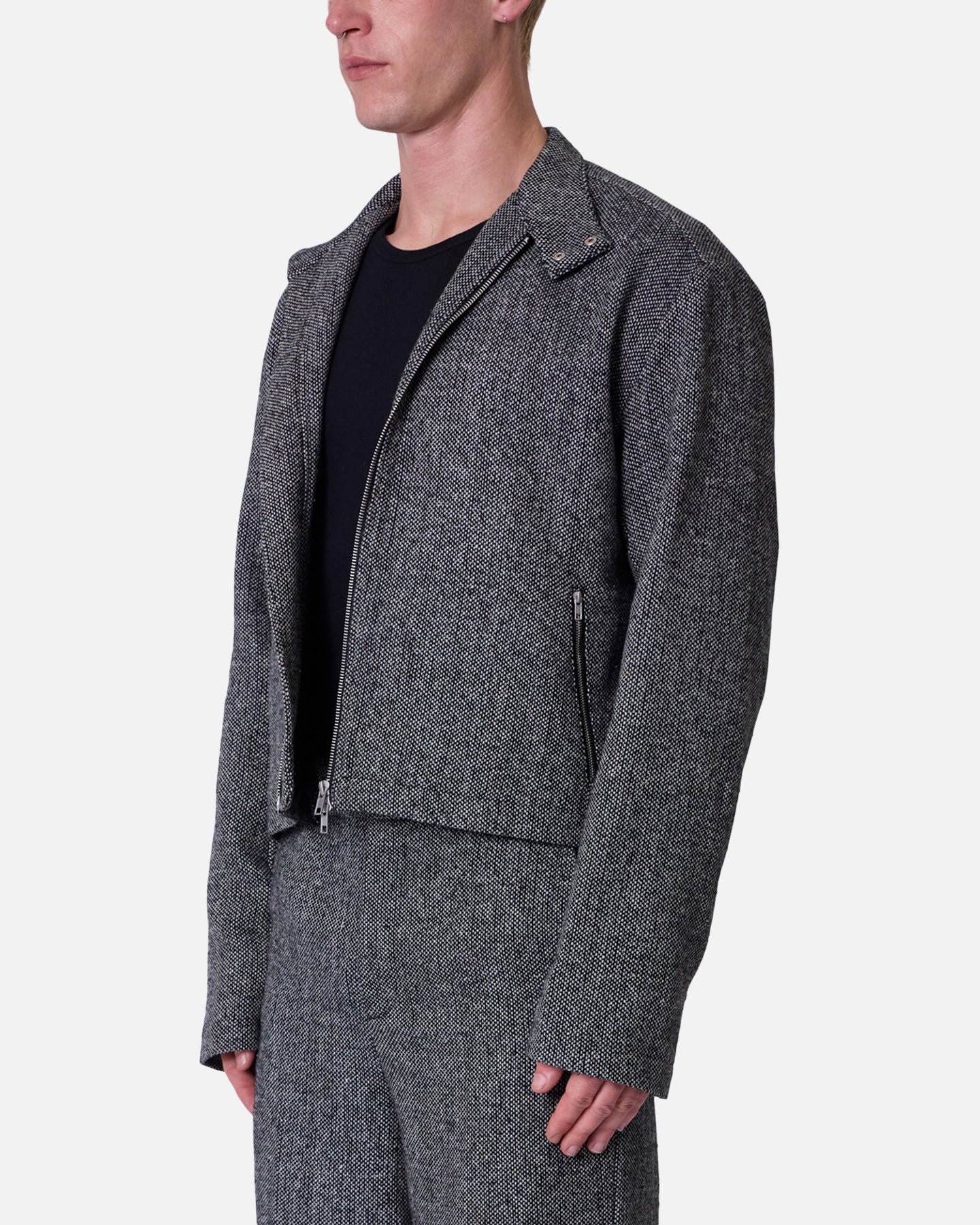 MNML Tweed Mod Jacket Black/Grey - Image 2