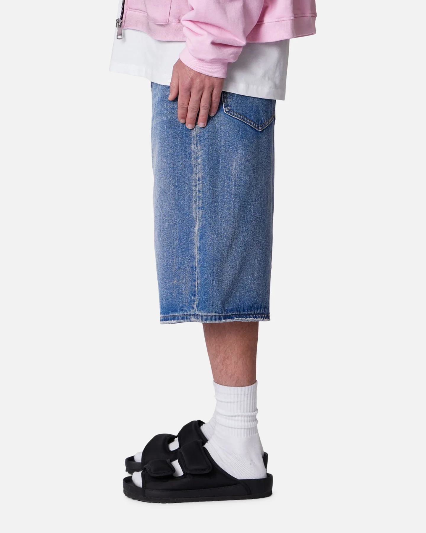 MNML Ultra Baggy Denim Shorts Raw Blue - Image 3