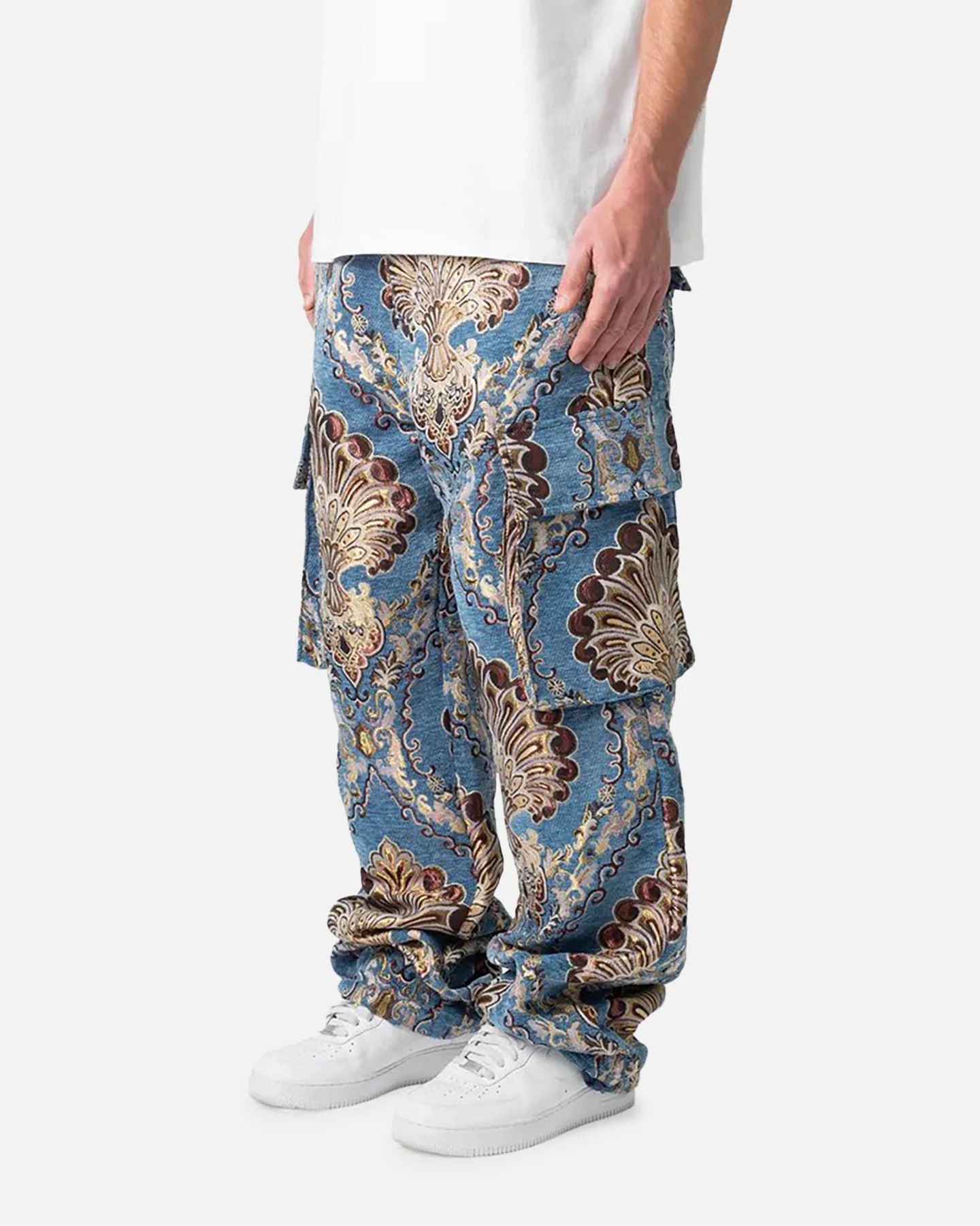 MNML Ultra Baggy Jacquard Floral Cargo Pants Multi Floral - Image 2