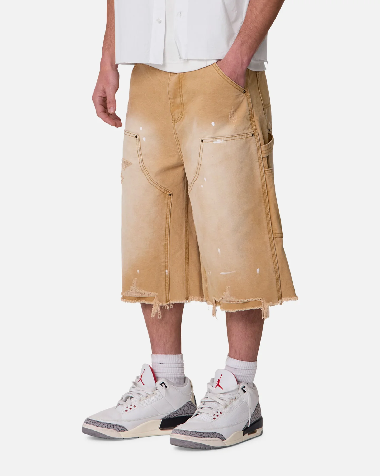 MNML Ultra Baggy Work Shorts Tan - Image 5