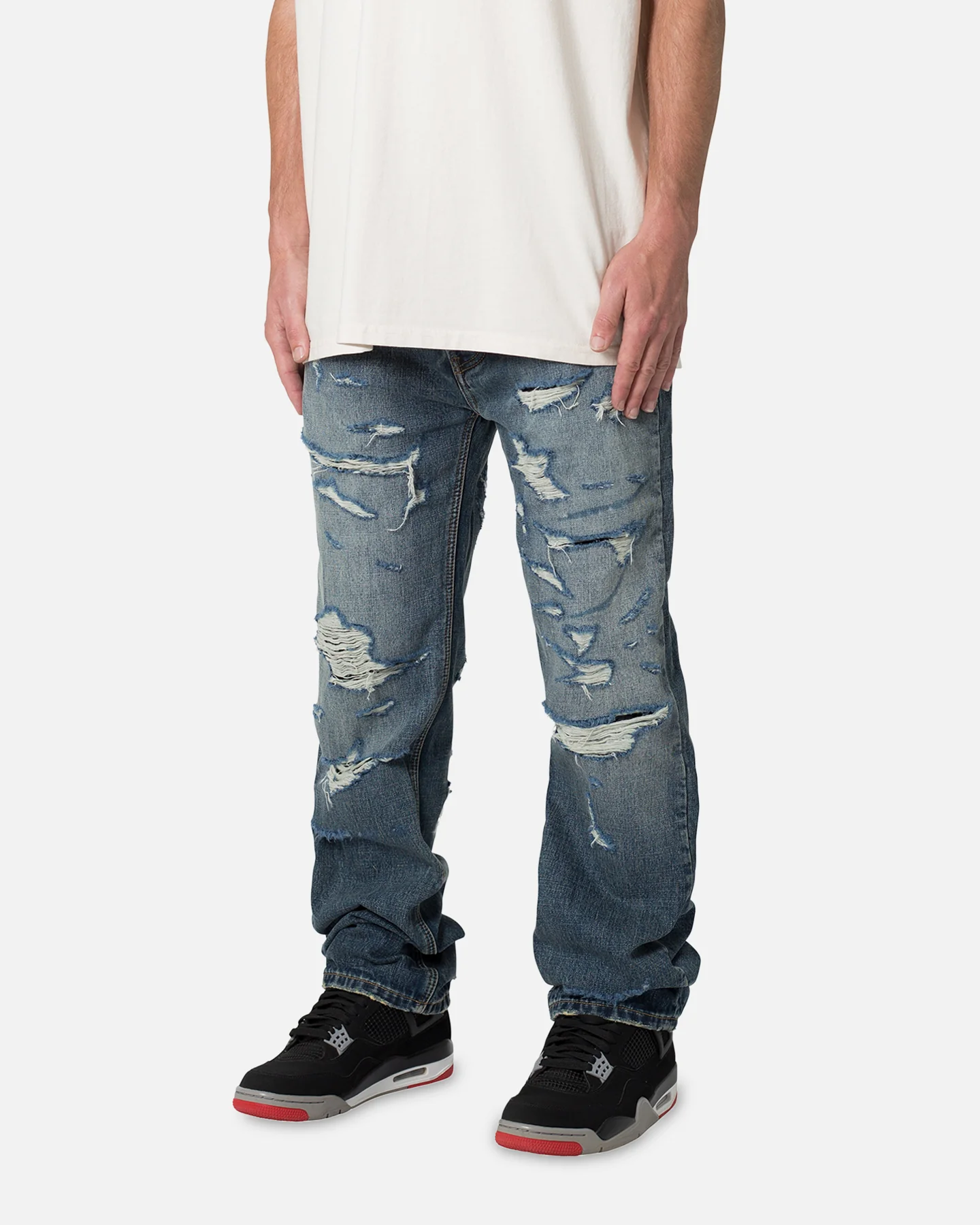 MNML V567 Baggy Destroyed Denim Jeans Blue - Image 2