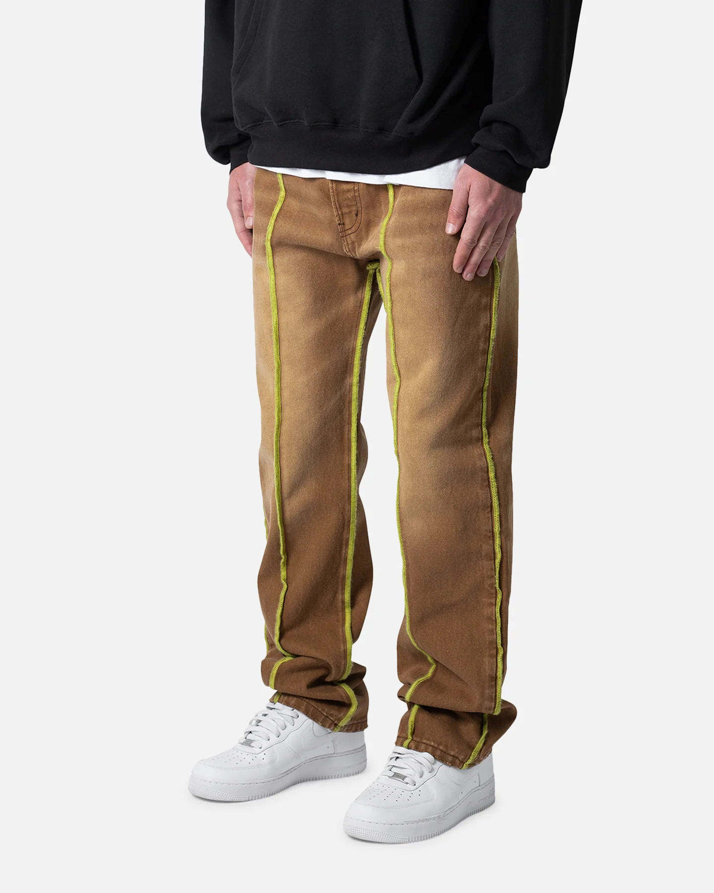 MNML V592 Serged Baggy Denim Jeans Brown - Image 2