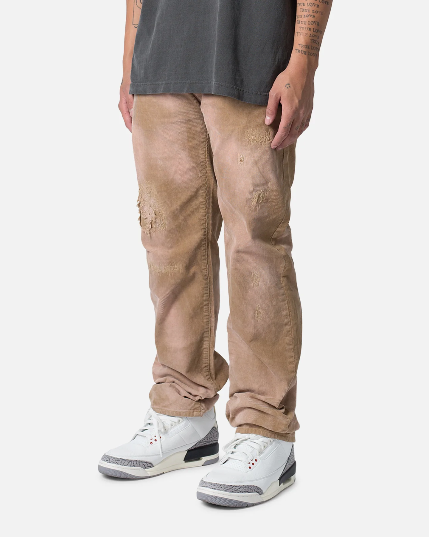 MNML V648 Repaired Corduroy Denim Pants Tan - Image 2