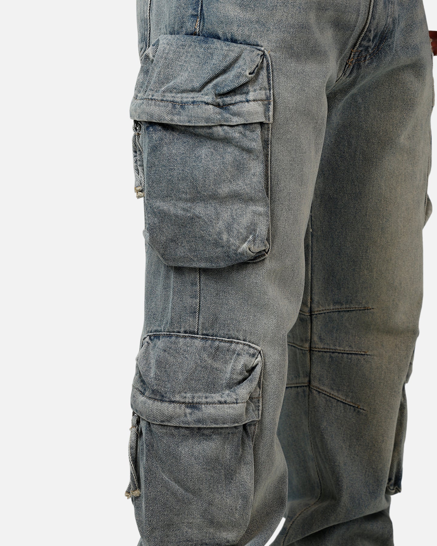 MNML V709 Wide Bellow Cargo Denim Pants Blue - Image 7