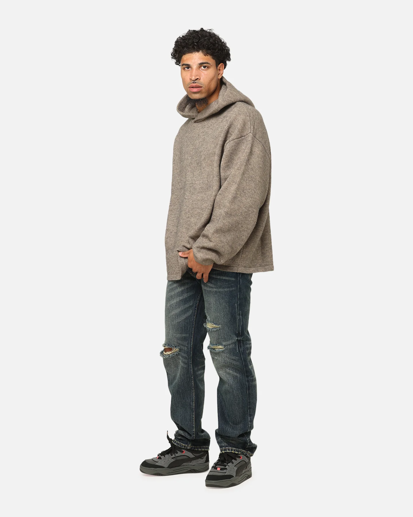 MNML V726 Distressed Baggy Denim Jeans Blue - Image 2