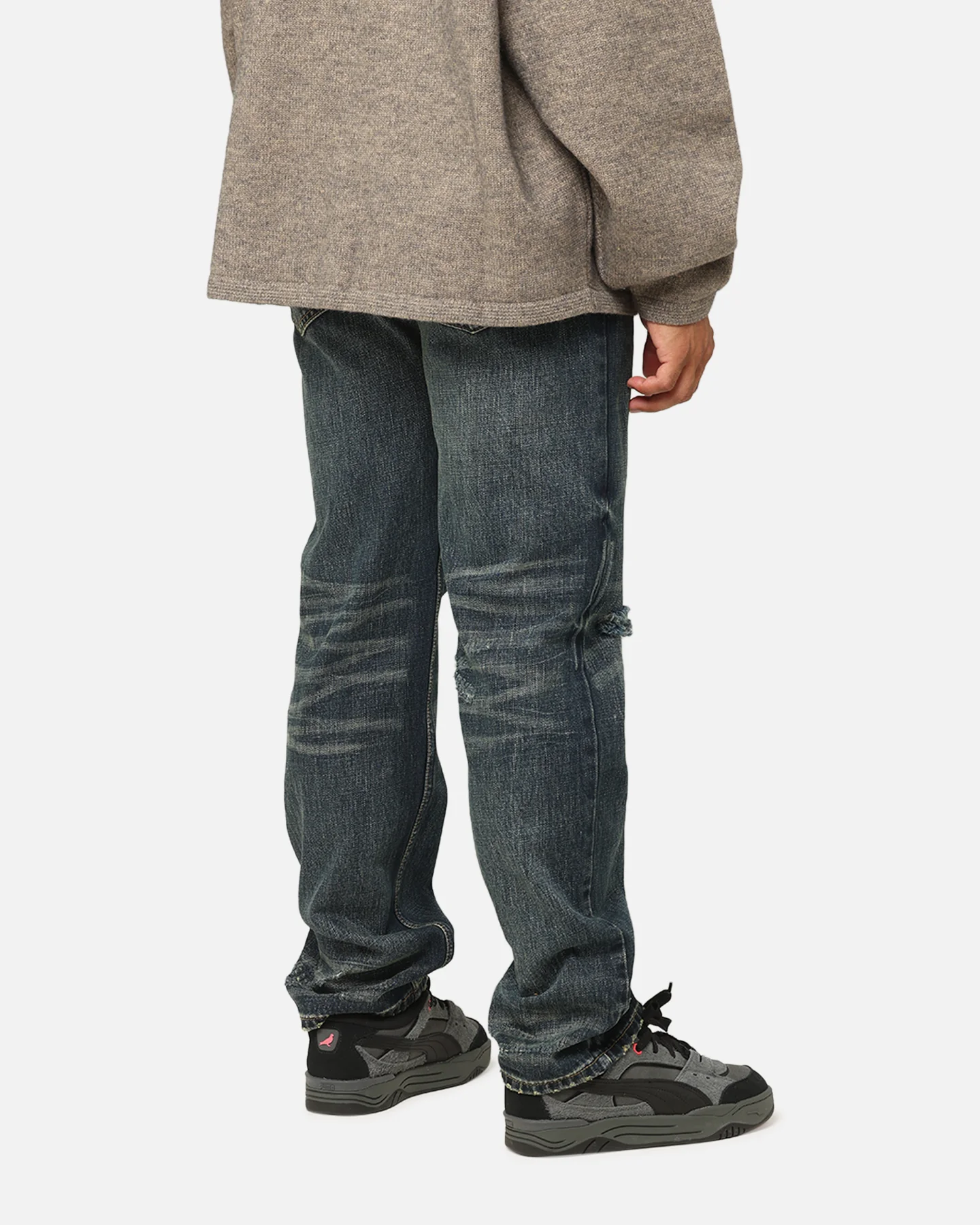 MNML V726 Distressed Baggy Denim Jeans Blue - Image 6