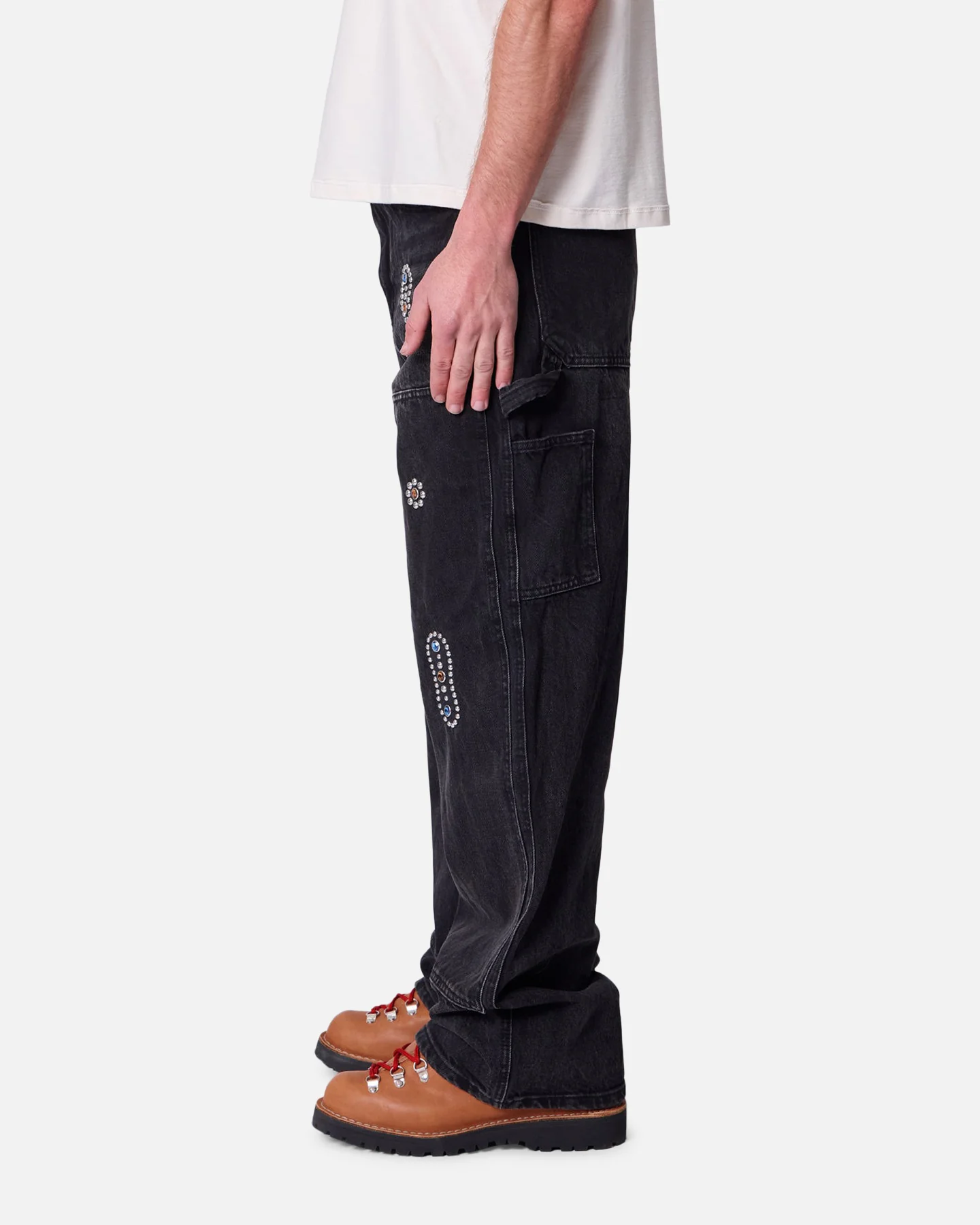 MNML V734 Western Jewel Denim Jeans Washed Black - Image 3