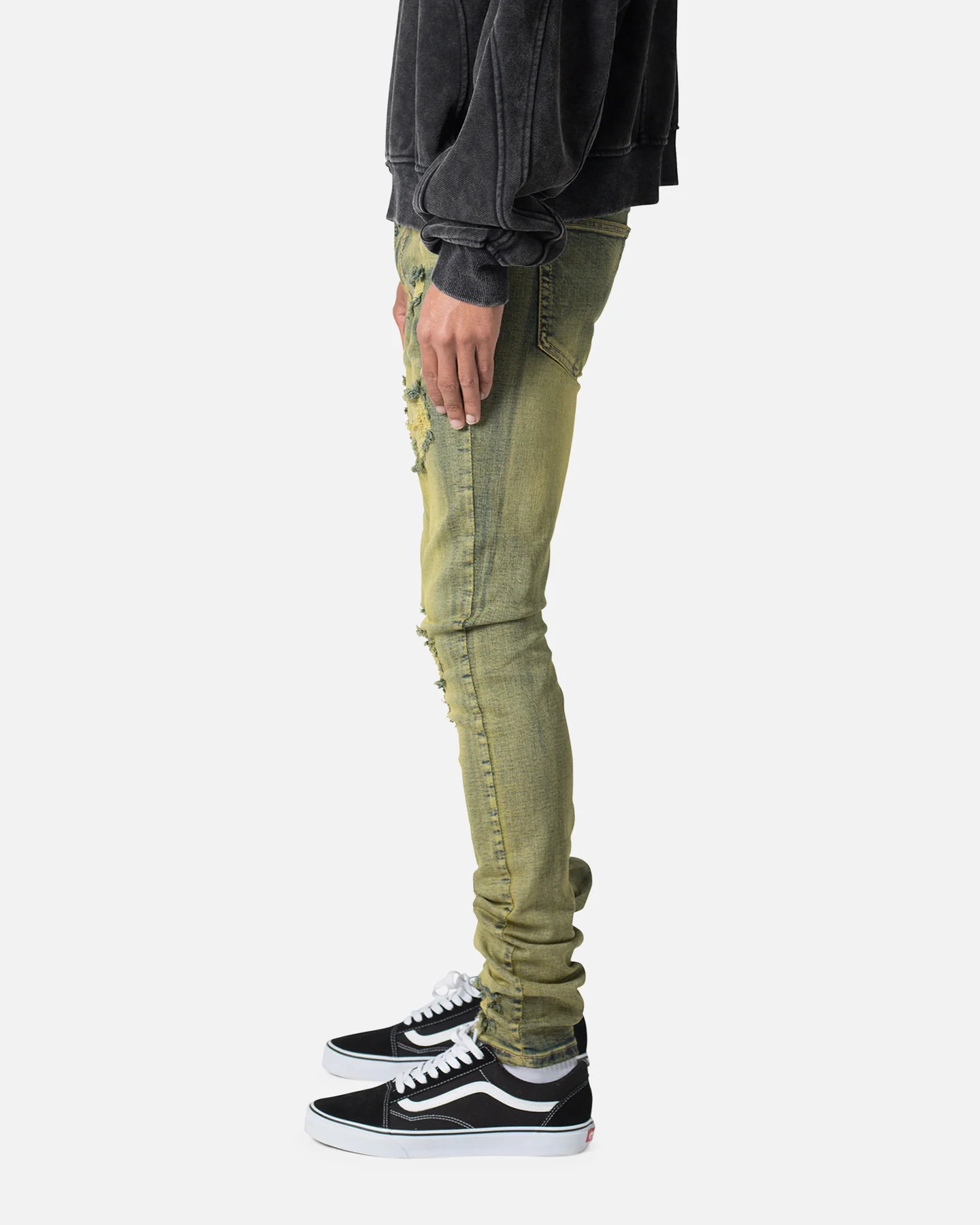 MNML X609 Algae Skinny Denim Jeans Green - Image 3
