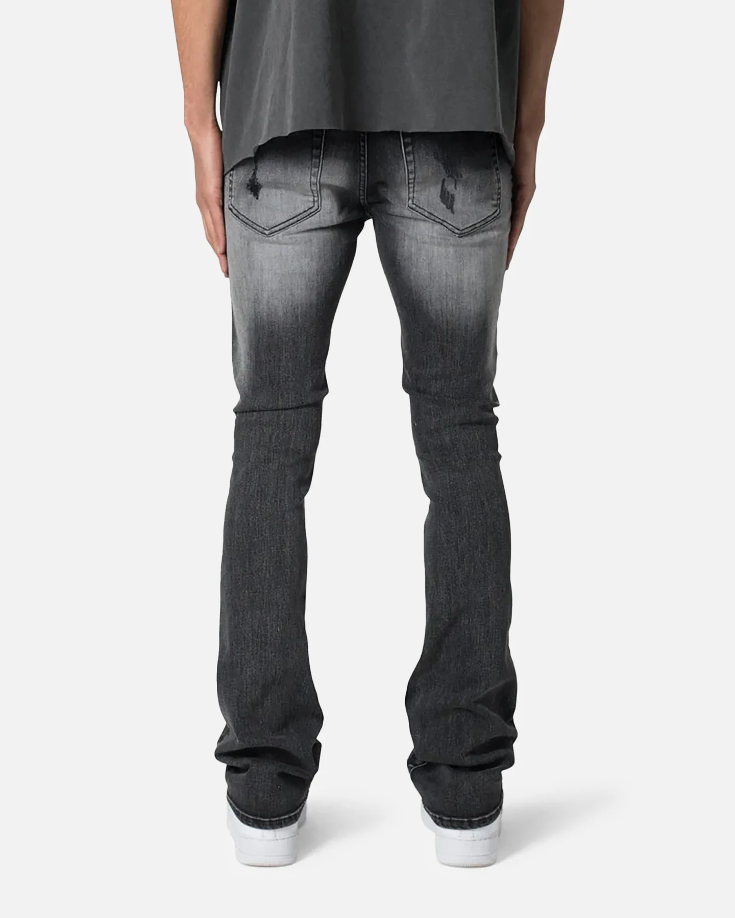 MNML X635 Ripped Flare Denim Jeans Black - Image 4