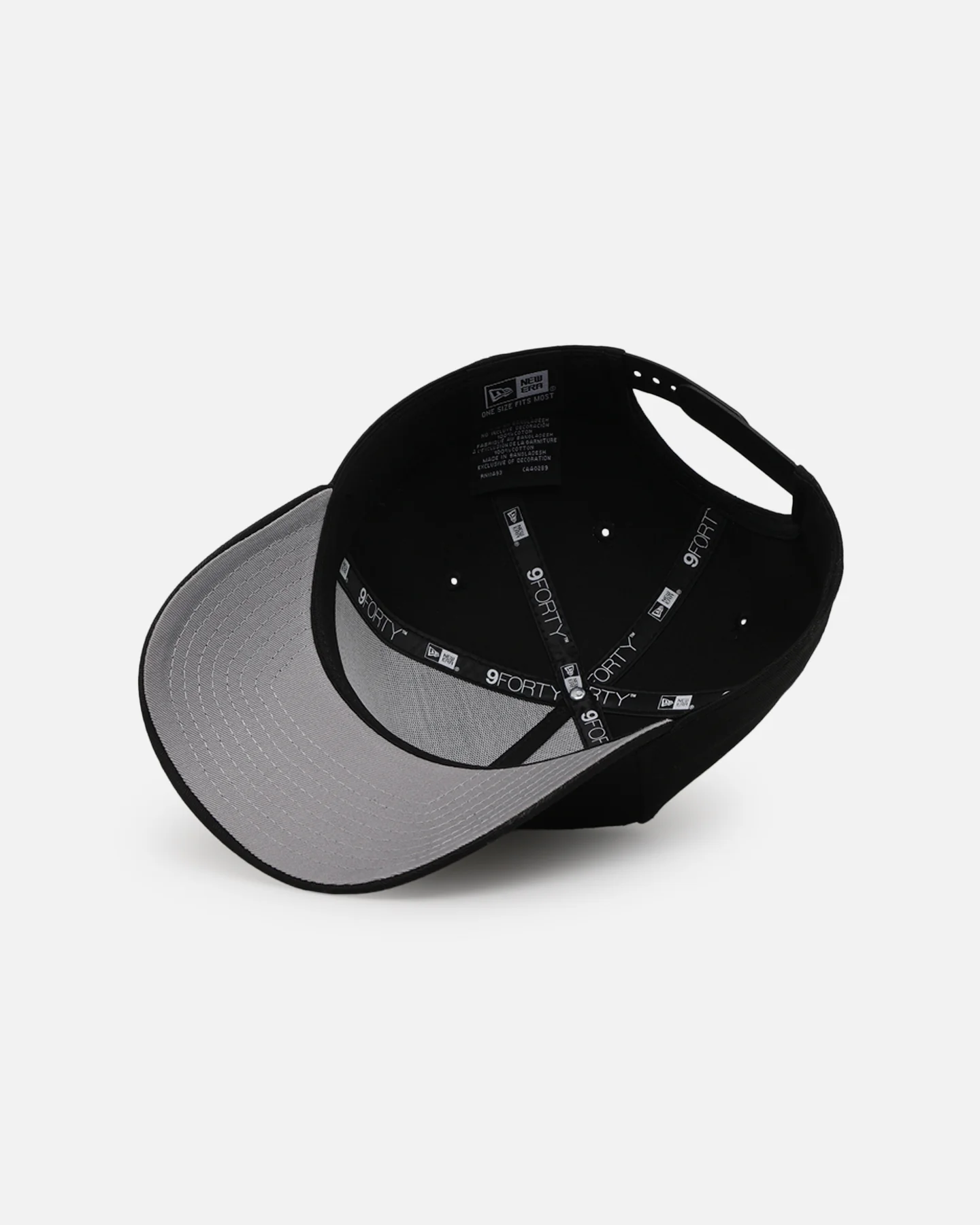 New Era Black With Grey Under Visor Blank 9FORTY A-Frame Snapback Black - Image 6