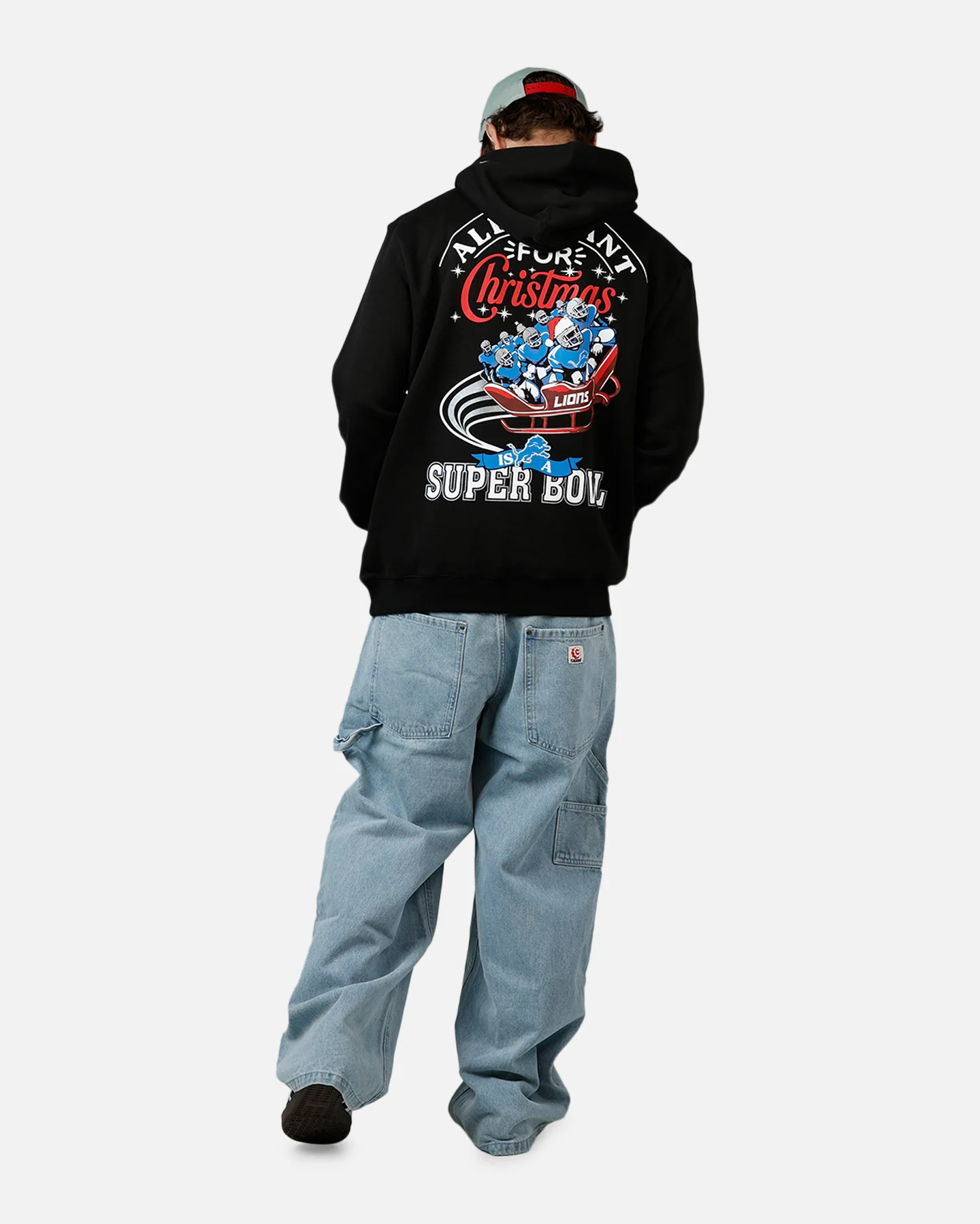 New Era Detroit Lions All I Want For Christmas Hoodie Black - Image 6