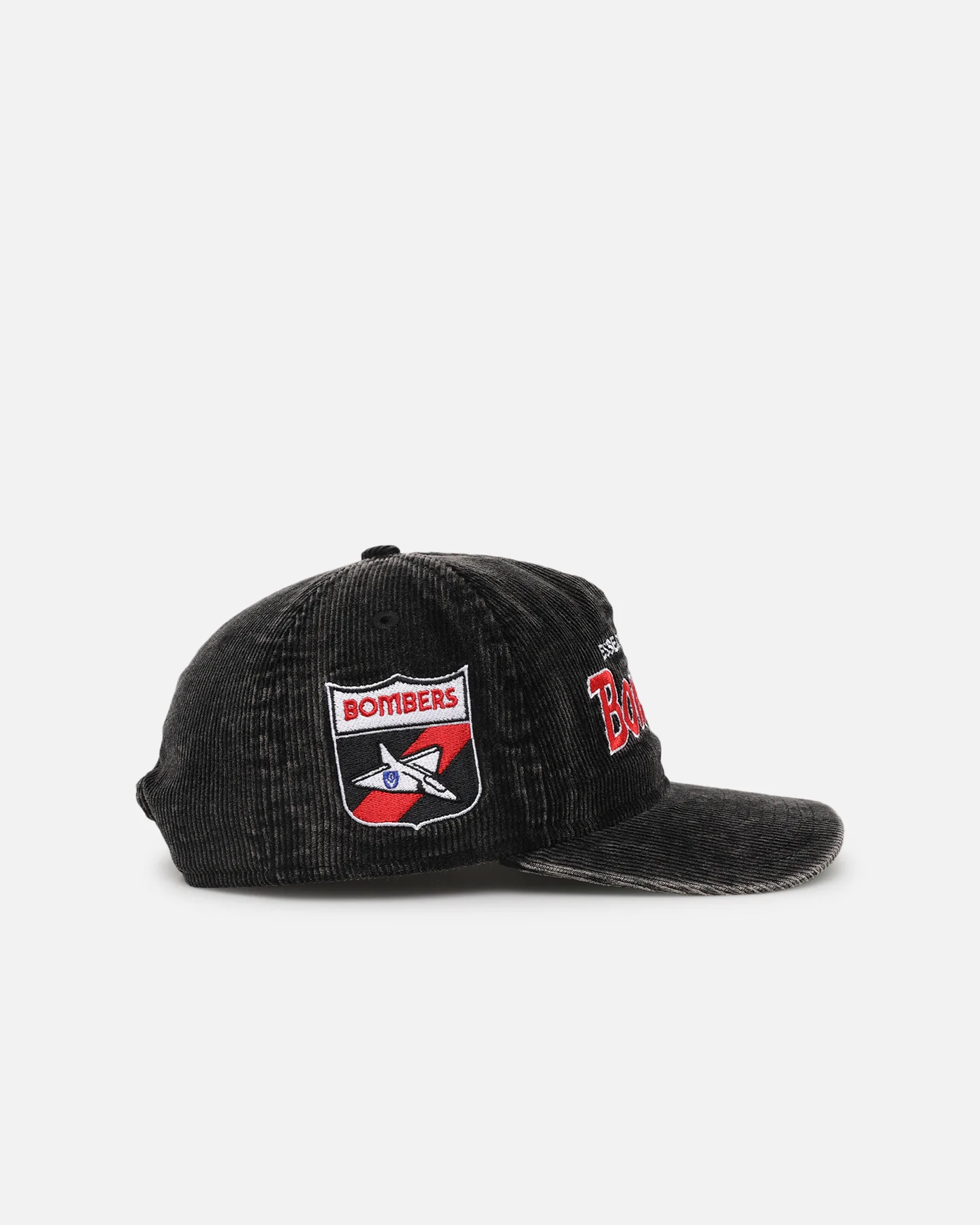 New Era Essendon Bombers 'Washed Corduroy' Pre-Curved Golfer Snapback Black/Kelly Green - Image 4