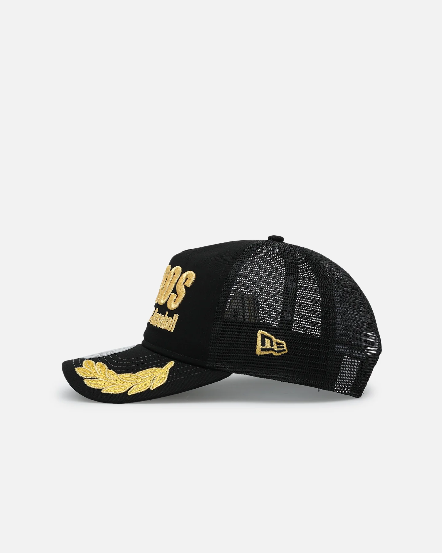 New Era Houston Astros 'Podium Pack' Pre-Curved Golfer Trucker Snapback Black/Metallic Gold - Image 5