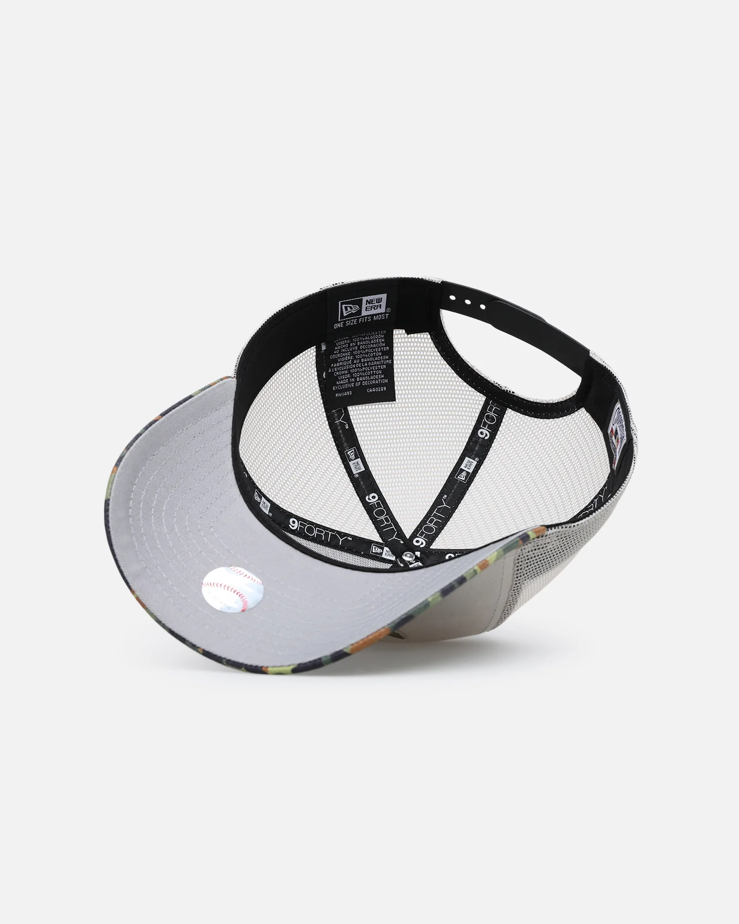New Era Los Angeles Angels "Camo Visor" 9FORTY A-Frame Trucker Snapback Stone/Olive - Image 6