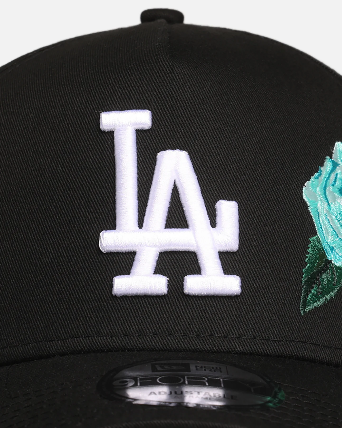 New Era Los Angeles Dodgers 'Aqua Rose Embroidery' 9FORTY A-Frame Snapback Black/Aqua - Image 5