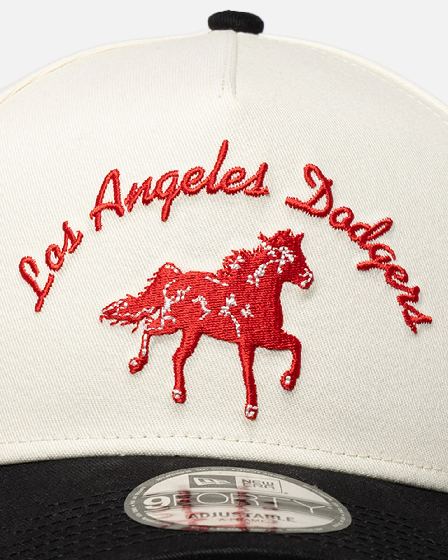 New Era Los Angeles Dodgers 'Galloping Horse' 9FORTY A-Frame Snapback White/Black - Image 5