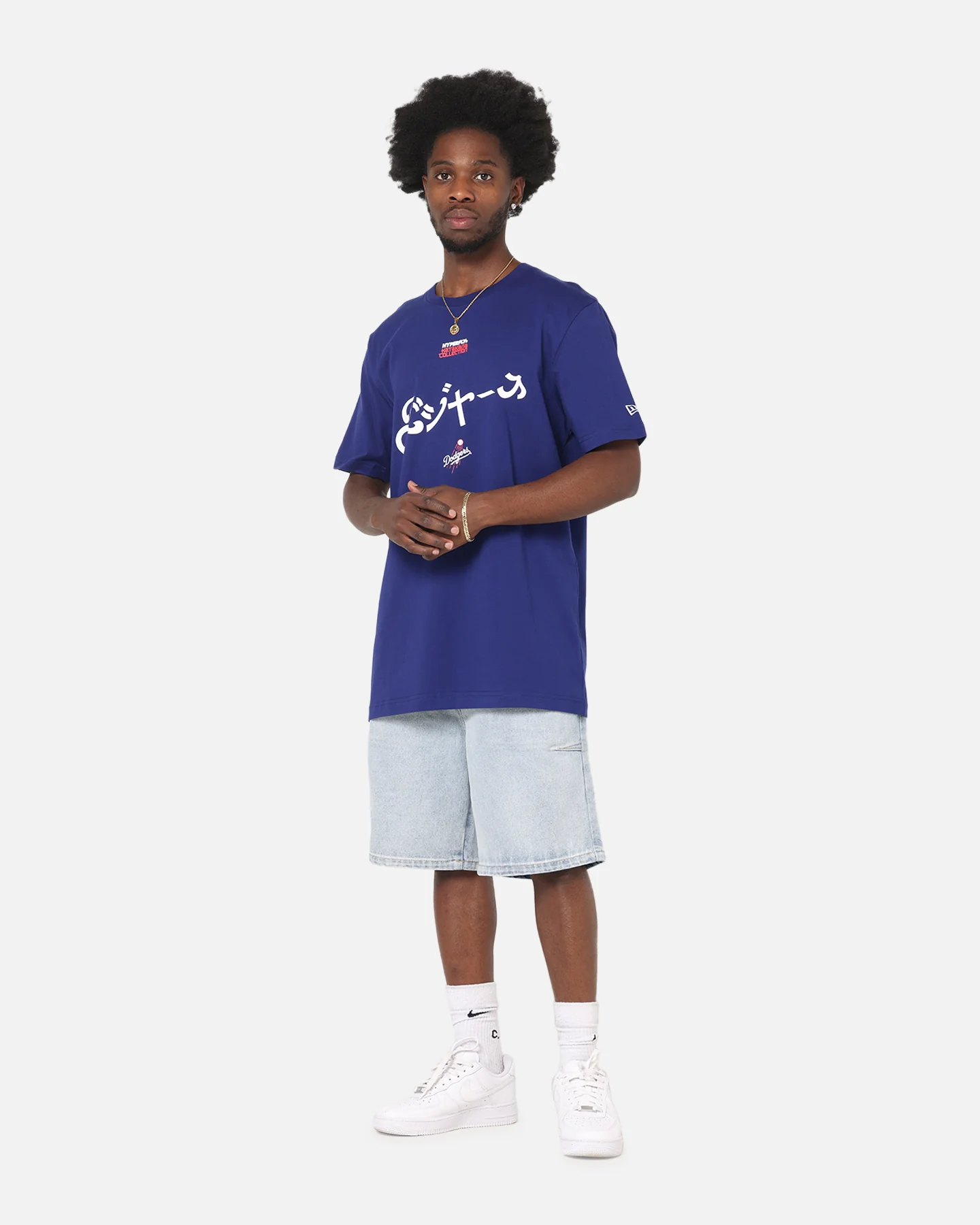 New Era Los Angeles Dodgers 'Hyperfly Katakana x MLB' T-Shirt Dark Blue - Image 2