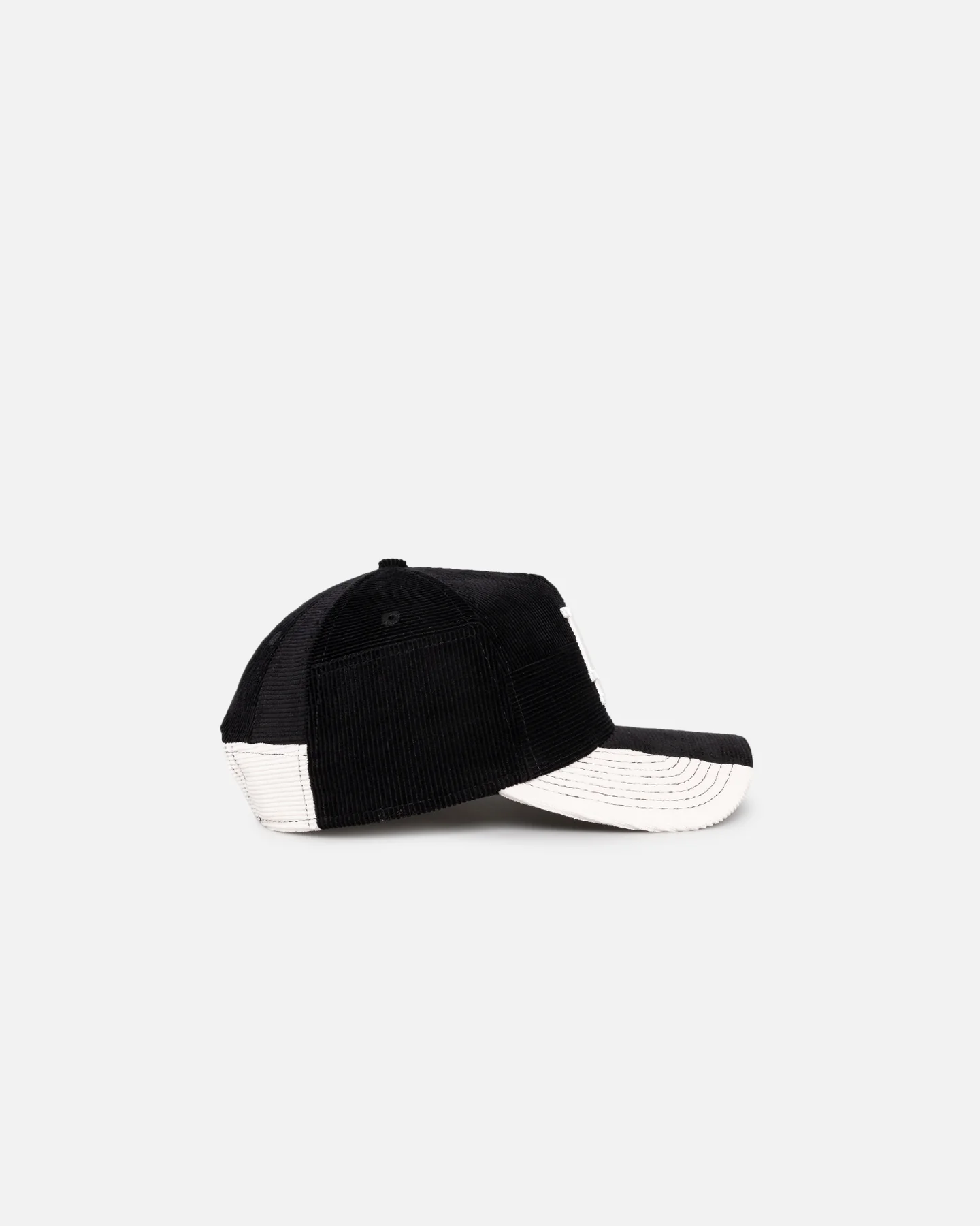 New Era Los Angeles Dodgers 'Patchwork Corduroy' 9FORTY A-Frame Snapback Black/Cream - Image 4