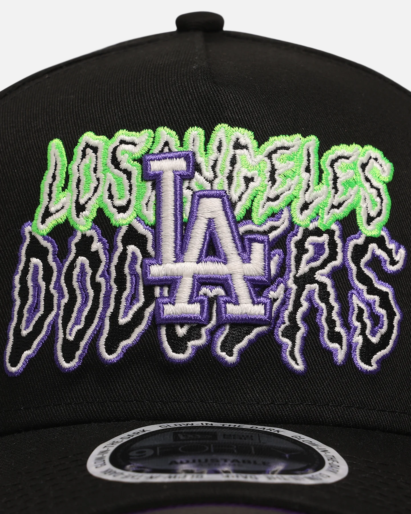New Era Los Angeles Dodgers 'Spooky Script' 9FORTY A-Frame Snapback Black/Green/Purple - Image 5