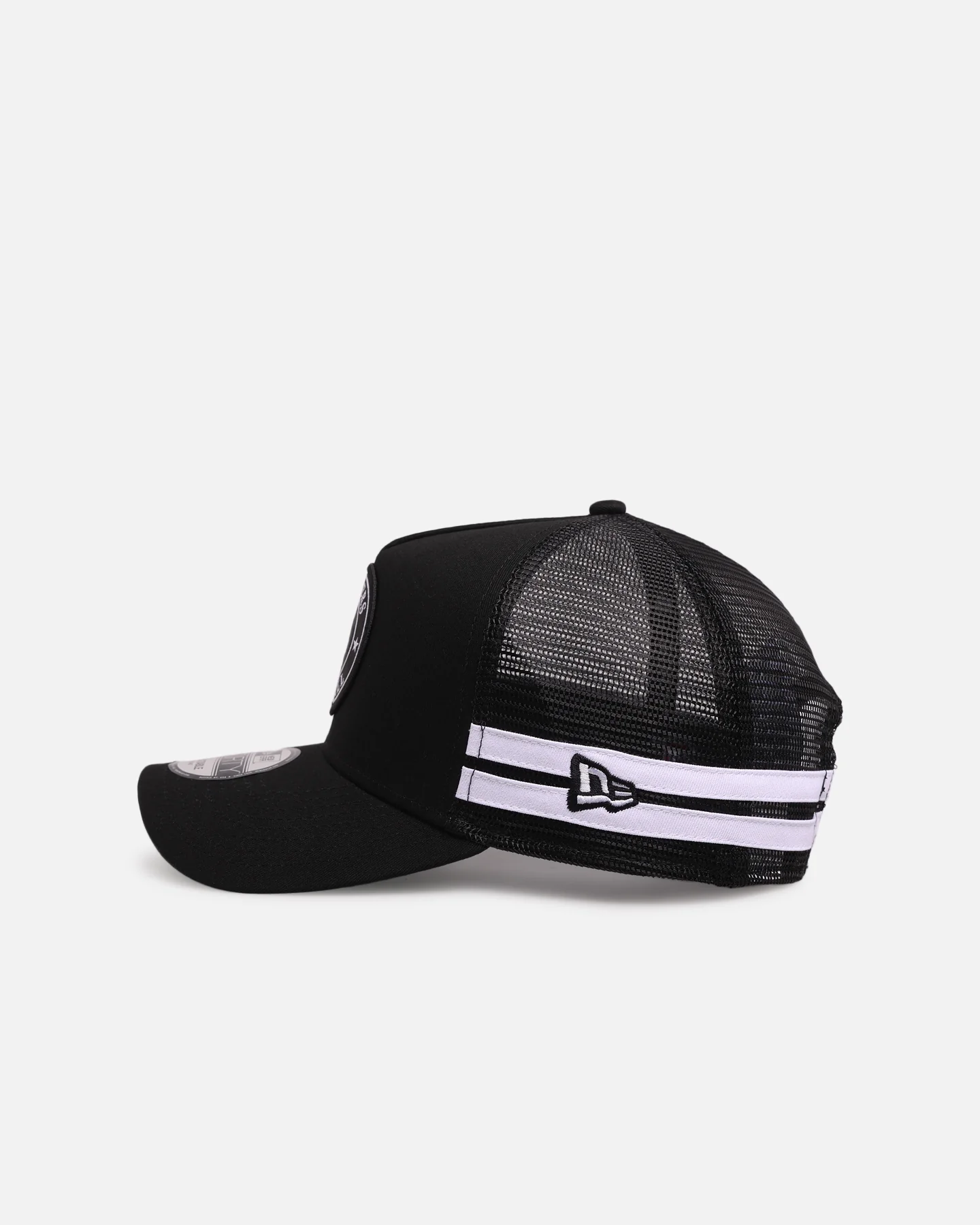 New Era Los Angeles Dodgers 'Stripe' 9FORTY A-Frame Trucker Snapback Black/White - Image 4