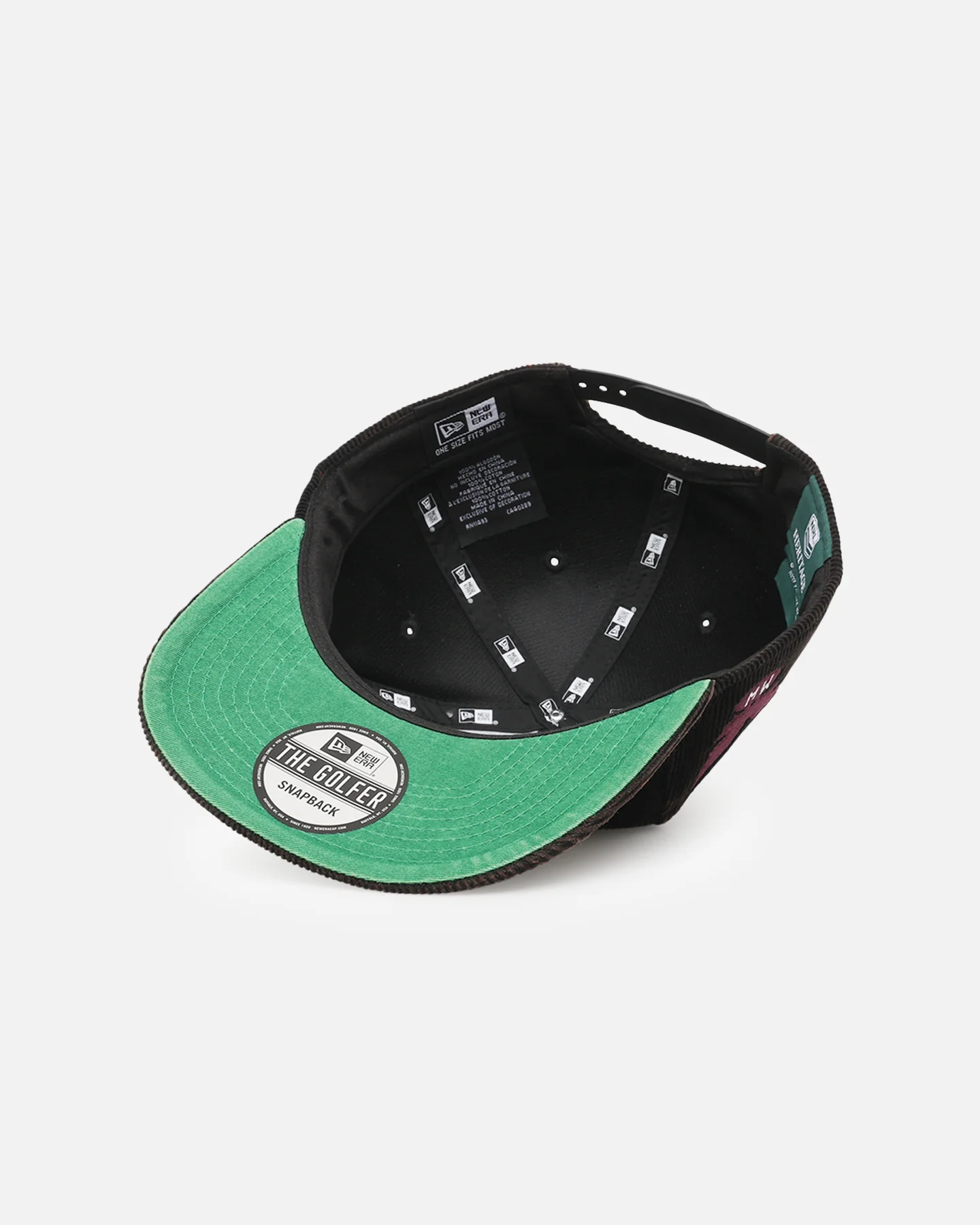 New Era Manly Warringah Sea Eagles 'NRL Golfer Washed Black' Pre-Curved Corduroy Golfer Snapback Washed Black - Image 6