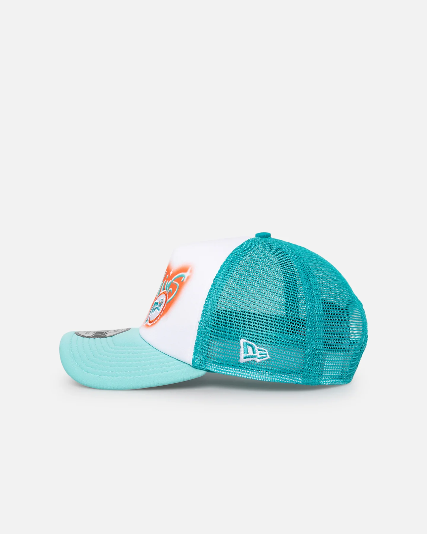 New Era Miami Dolphins 'Airbrush' 9FORTY A-Frame Trucker Snapback White/OTC - Image 4