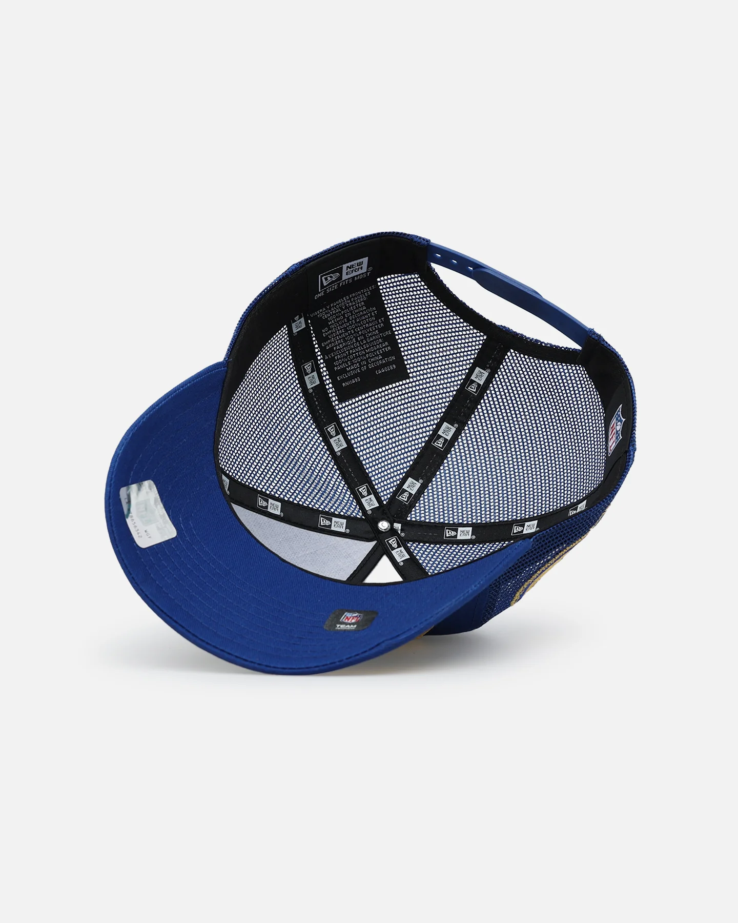 New Era Miami Dolphins 'Podium Pack' Pre-Curved Golfer Trucker Snapback Light Royal/Metallic - Image 7