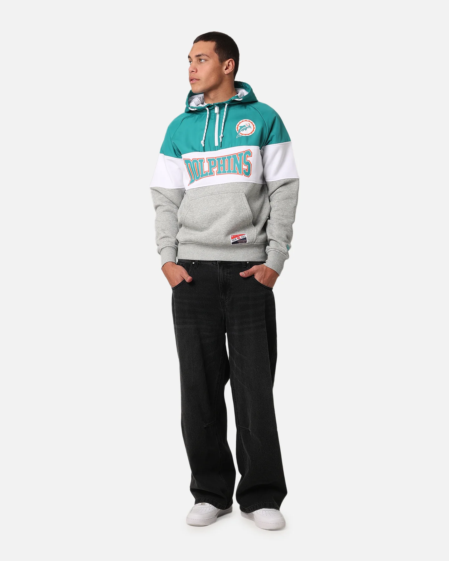 New Era Miami Dolphins Quarter Zip Hoodie Turquoise - Image 2