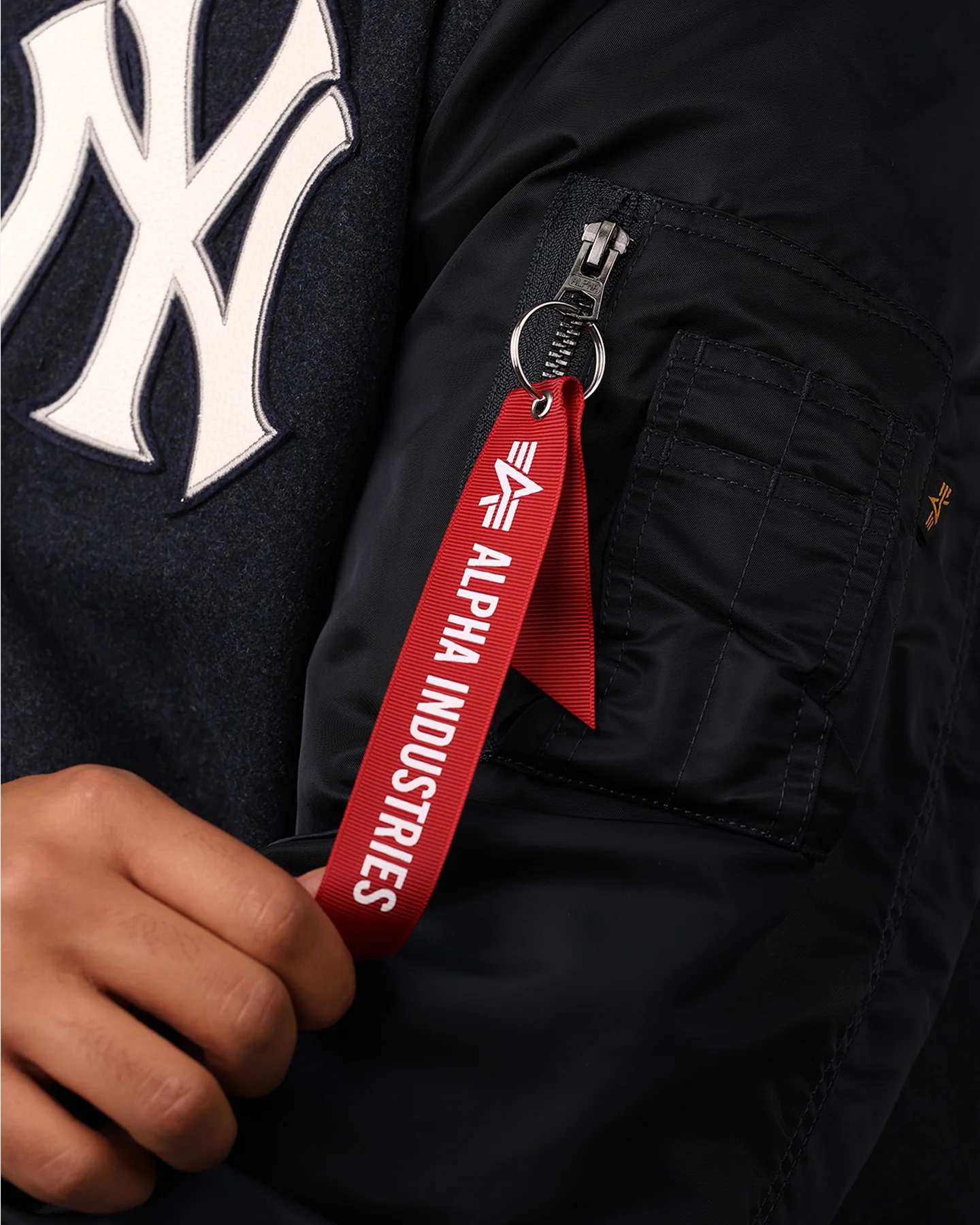 New Era New York Yankees Alpha Industries MA-1 Wool Varsity Jacket Navy - Image 7
