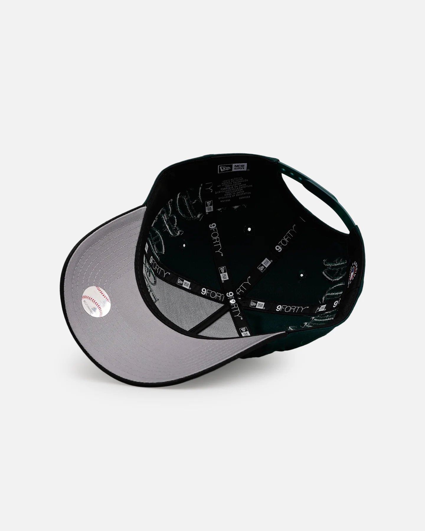 New Era New York Yankees 'Gothic Script Two Tone' 9FORTY A-Frame Snapback Dark Green/Black - Image 6