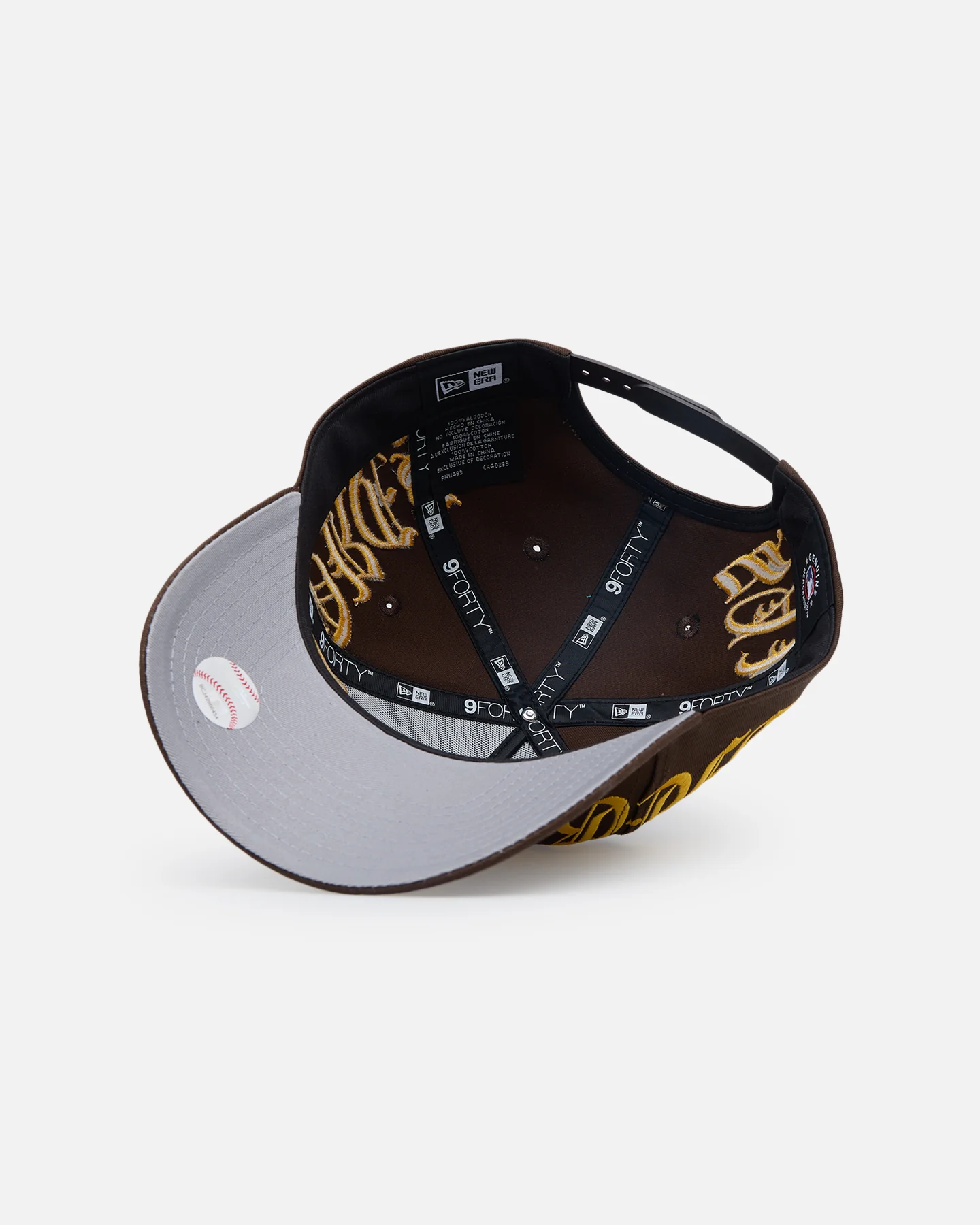 New Era San Diego Padres 'Goth Script' 9FORTY A-Frame Snapback Walnut/Gold - Image 6