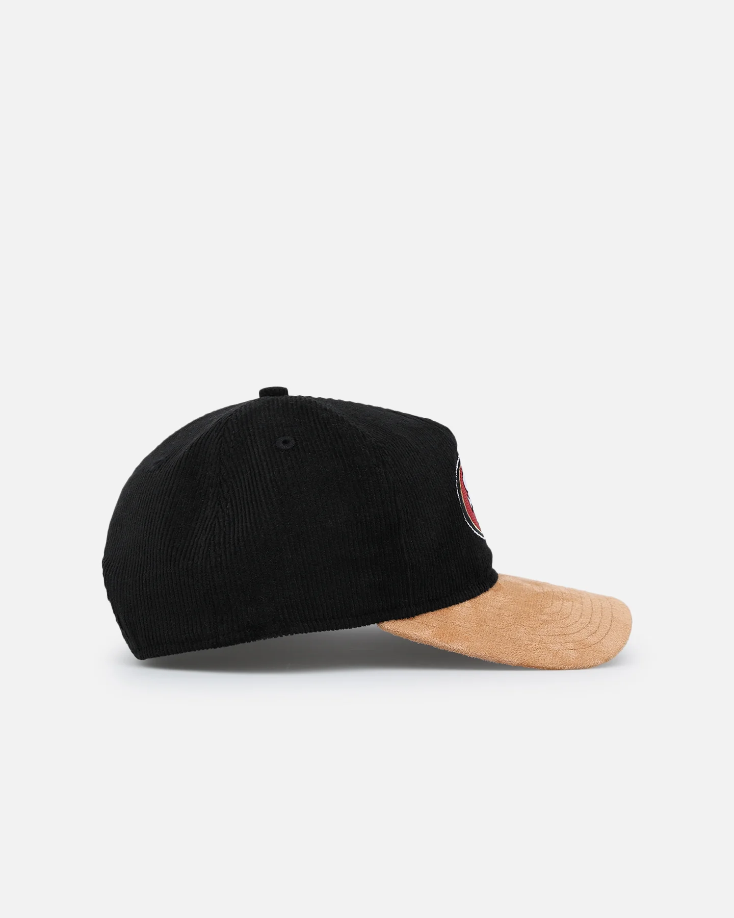 New Era San Francisco 49ers 'Corduroy Suede' Pre-Curved Golfer Snapback Washed Black - Image 4