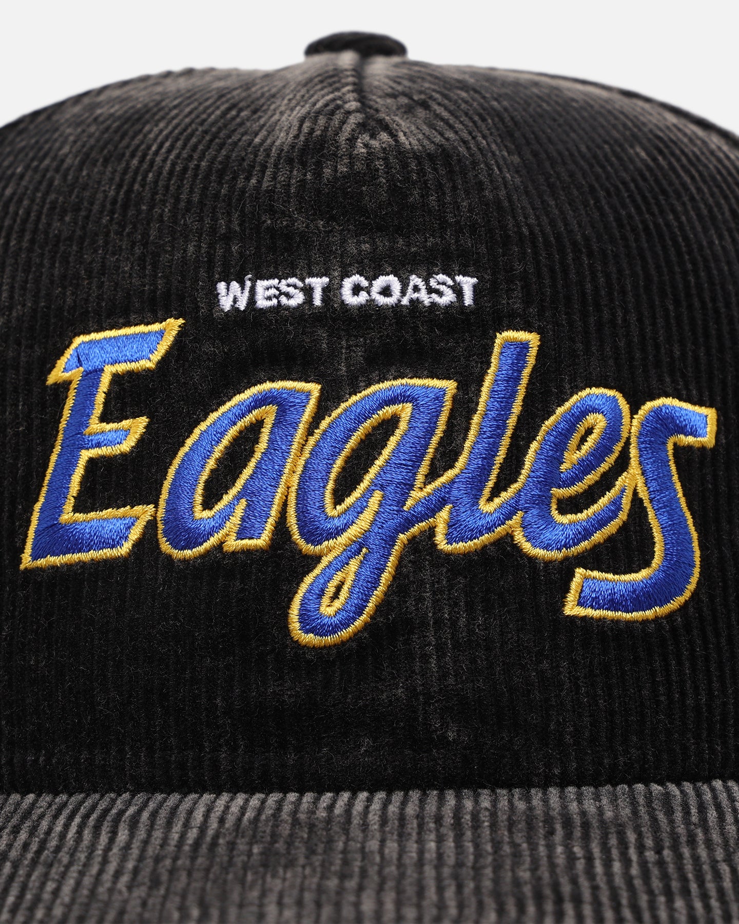New Era West Coast Eagles 'Washed Corduroy' Pre-Curved Golfer Snapback Black/Kelly Green - Image 5