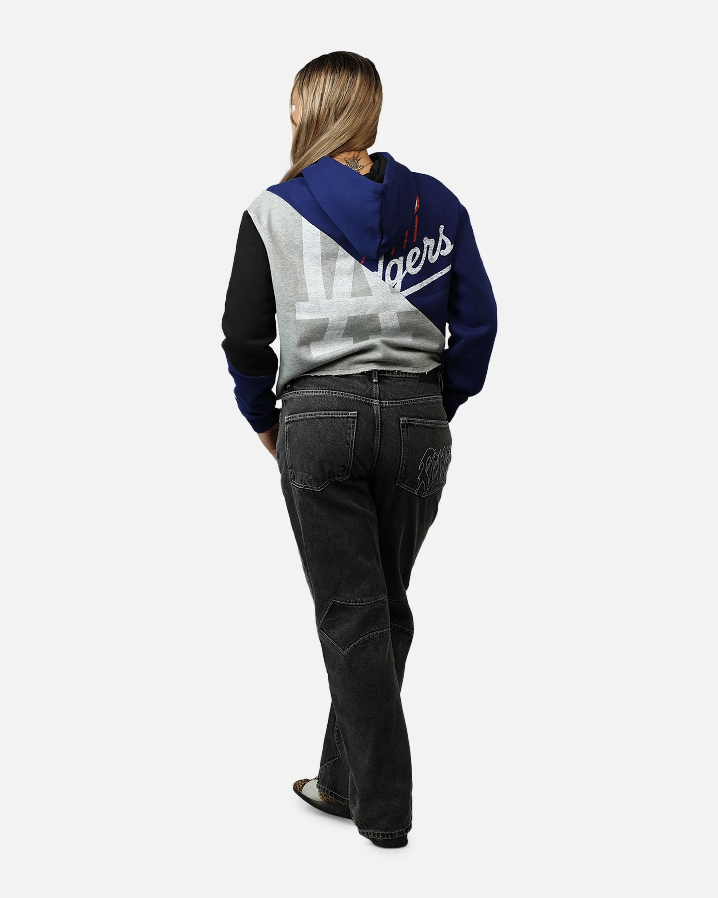 New Era Women's Los Angeles Dodgers Team Split Hoodie Blue/Grey - Image 6